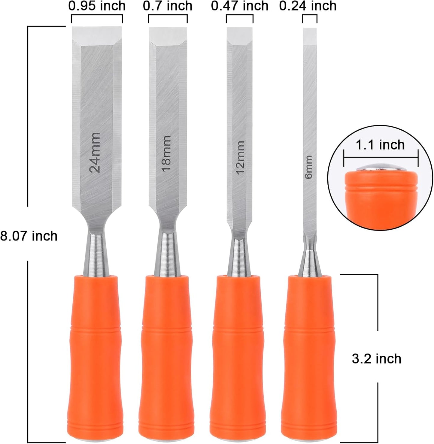 4 Piece Wood Chisel Sets Woodworking Tools Set, Wood Chisels for Woodworking + Silicone Soda Can Cover Lids, Pop Can Covers