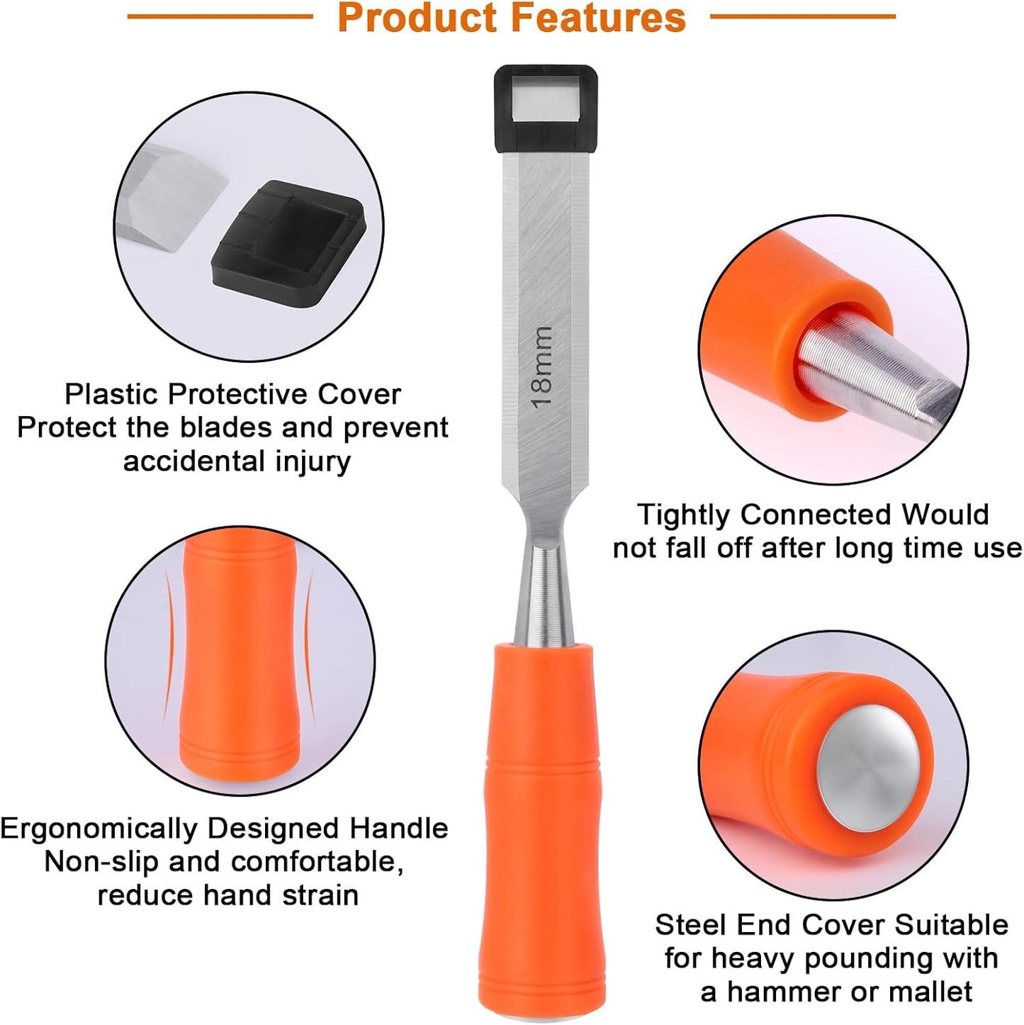 4 Piece Wood Chisel Sets Woodworking Tools Set, Wood Chisels for Woodworking + Silicone Soda Can Cover Lids, Pop Can Covers