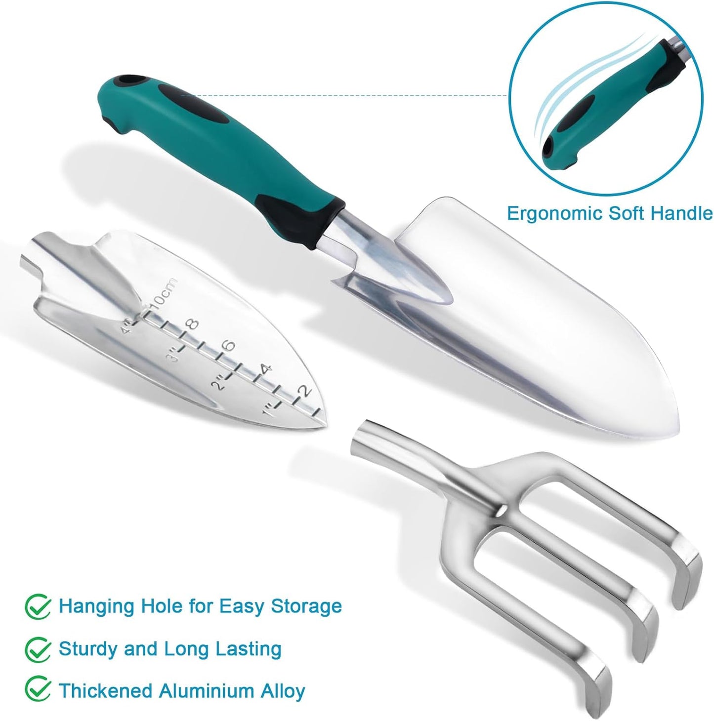 Hand Rake Garden Tool, Heavy Duty Hand Cultivators for Gardening + Garden Tools Sets, Gardening Tool Set with 39.3 in Repotting Mat