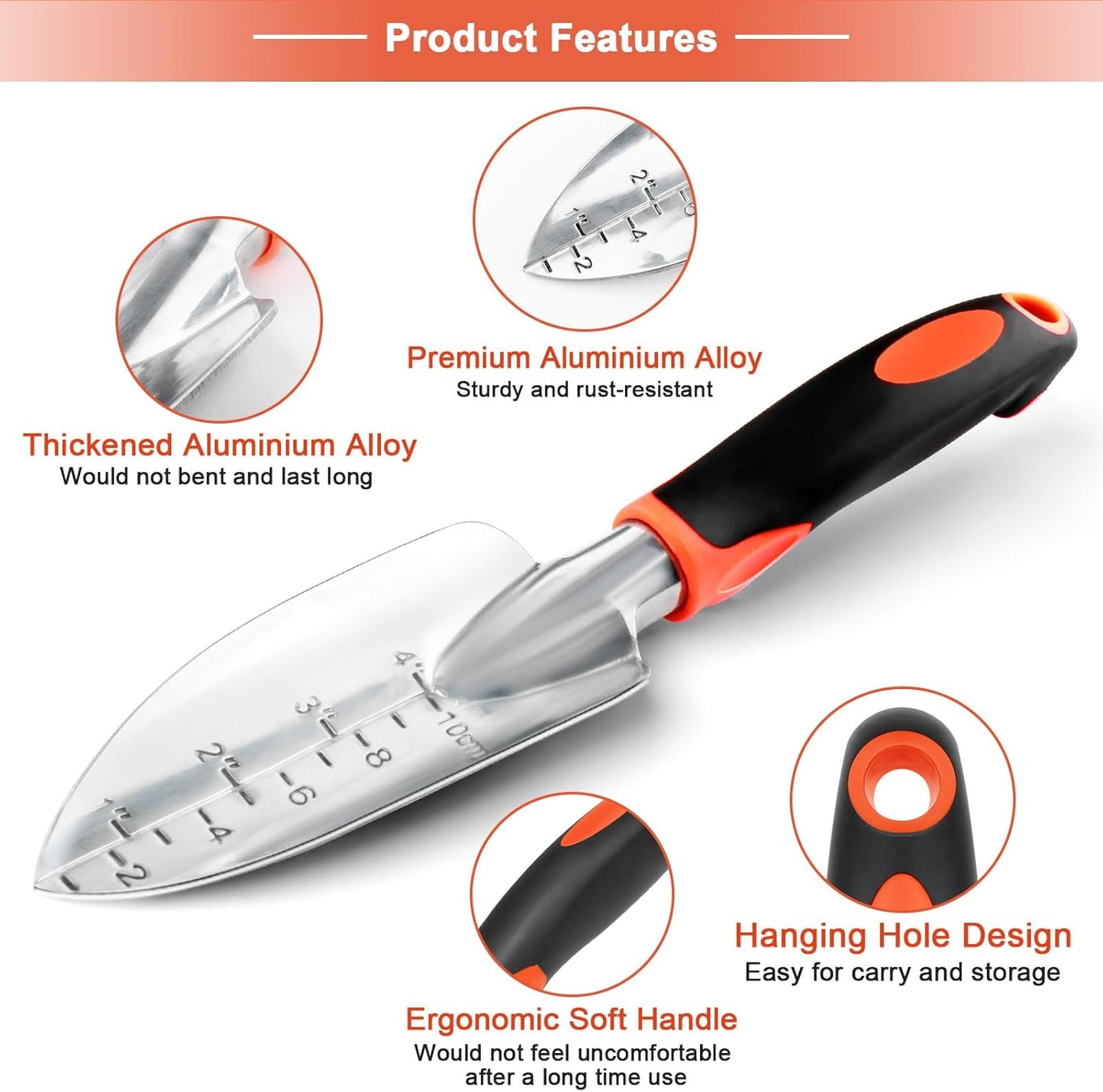 Garden Shovel Trowel Garden Tool with Measurement Mark + Garden Tools Sets, Gardening Tool Set with 39.3 in Repotting Mat