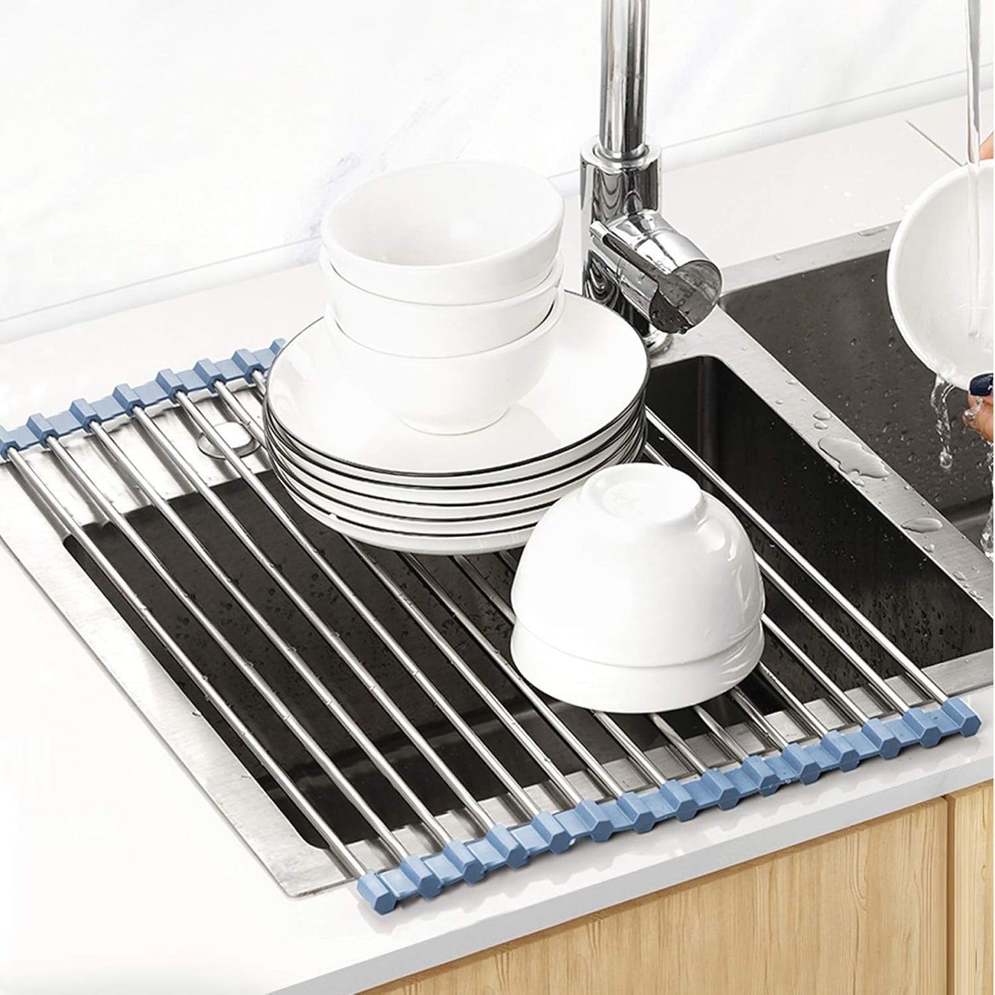 Over The Sink Dish Drying Rack, Roll Up Dish Drying Rack Kitchen Dish Rack + Upgraded Watt Meter, Watt Usage Meter Plug Home Energy Monitor Consumption