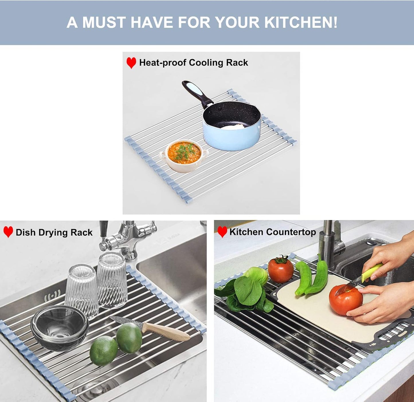 Over The Sink Dish Drying Rack, Roll Up Dish Drying Rack Kitchen Dish Rack + Upgraded Watt Meter, Watt Usage Meter Plug Home Energy Monitor Consumption