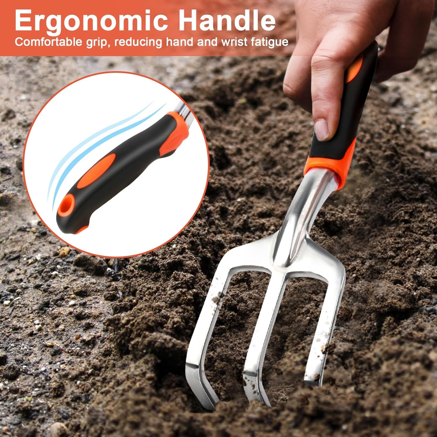 Hand Rake Garden Tool, Heavy Duty Hand Cultivators for Gardening + Garden Tool Set, 2 Pack Heavy Duty Gardening Tools Set