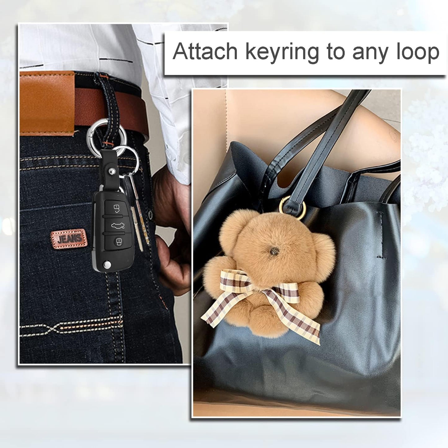 10Pack 1 Inch Metal Spring O Rings Clip Keychain, Round Carabiner Clips Keyrings Snap Hook Buckle, Purse Shoulder Bag Chain Rings Clip Replacement Paracord Keychain Lanyard Leather DIY Crafts (Black)