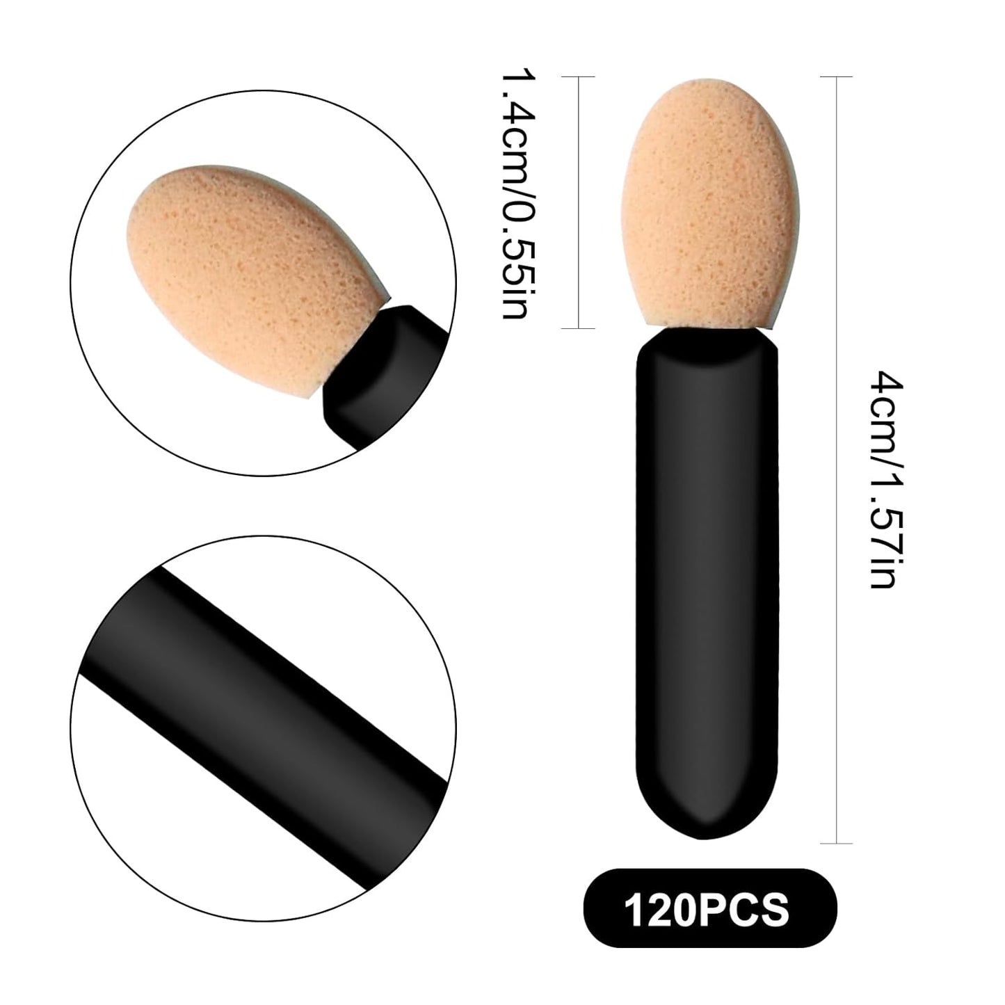 Eyeshadow Applicators Sponge Tip,120 Pcs Small Disposable Eye Shadow Applicators Sticks Double Sided 1.57Inch Portable Travel Mini Eye Makeup Brushes Short Eyeshadow Brushs for Makeup,Nail Art