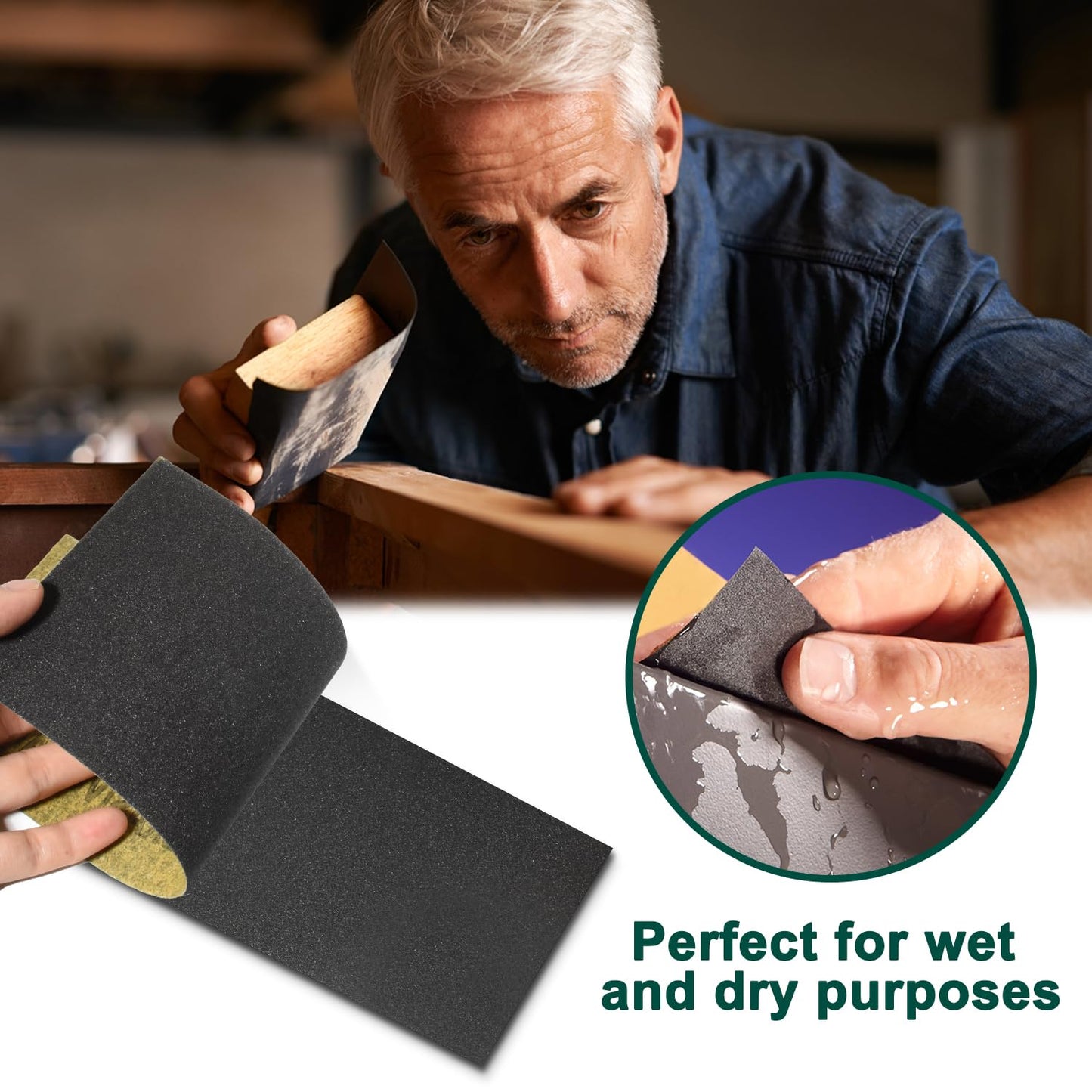 24PCS Sandpaper Assortment 12 Grits Wet Dry Sandpaper Sheets,Silicon Carbide Sanding Paper 120 to 3000 Grit Fine Sandpapers and Coarse Sand Paper for Metal, Wood Furniture and Automotive (9x3.6 Inch)