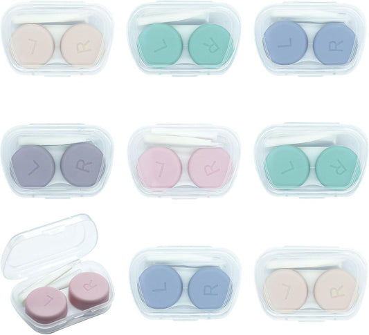8 Pack Cute Contact Lens Case,Portable Eye Contact Case with Applicator Tool and Tweezers Remover Tool Colorful Travel Size Storage Box Solution Soak Storage Kit(Random Color)