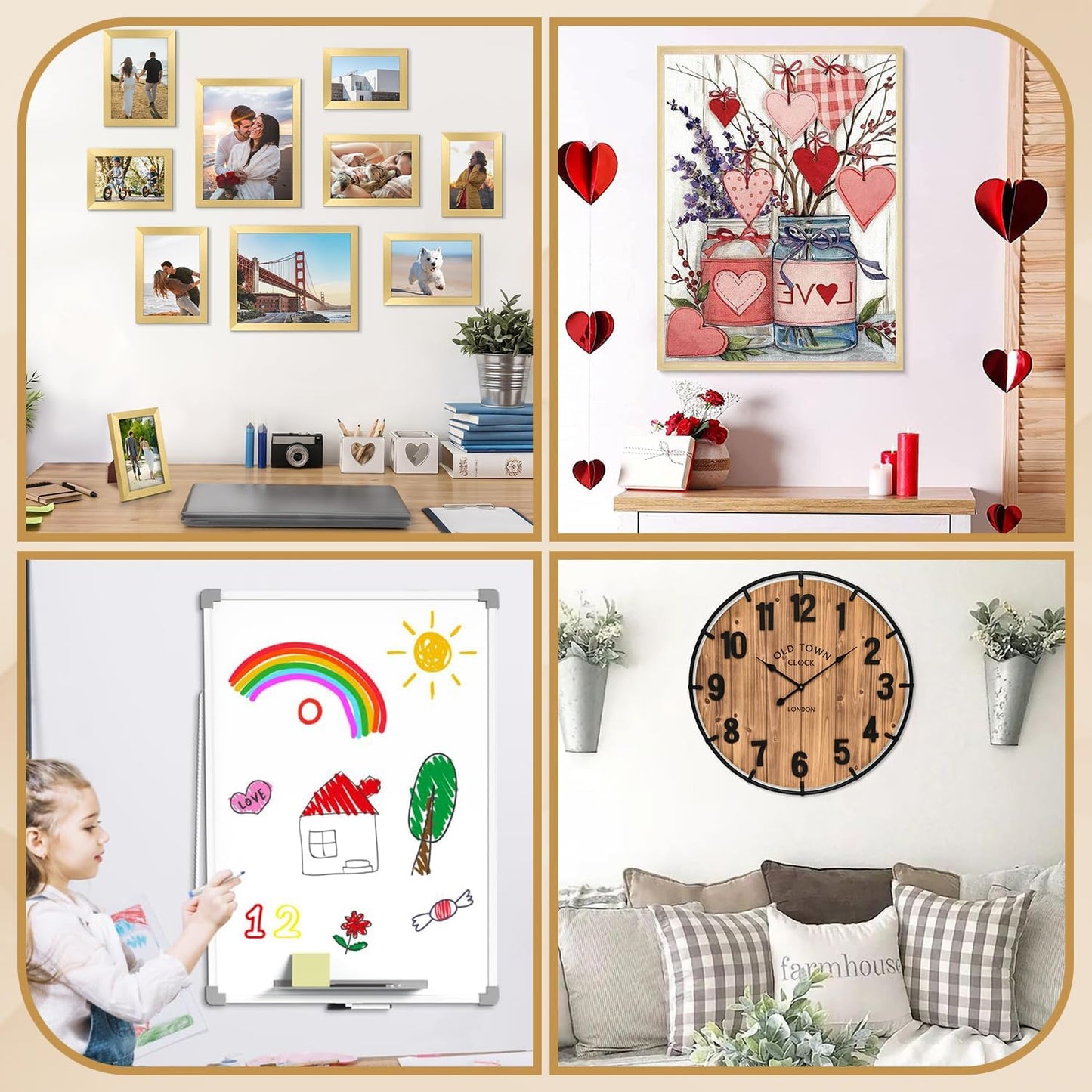 50 Sets Sawtooth Picture Hanger, Picture Frame Hangers with Screws for Photos Canvas Clock Wood Frame Hardware Metal Hook Hanging Artwork Home Decoration (Black)