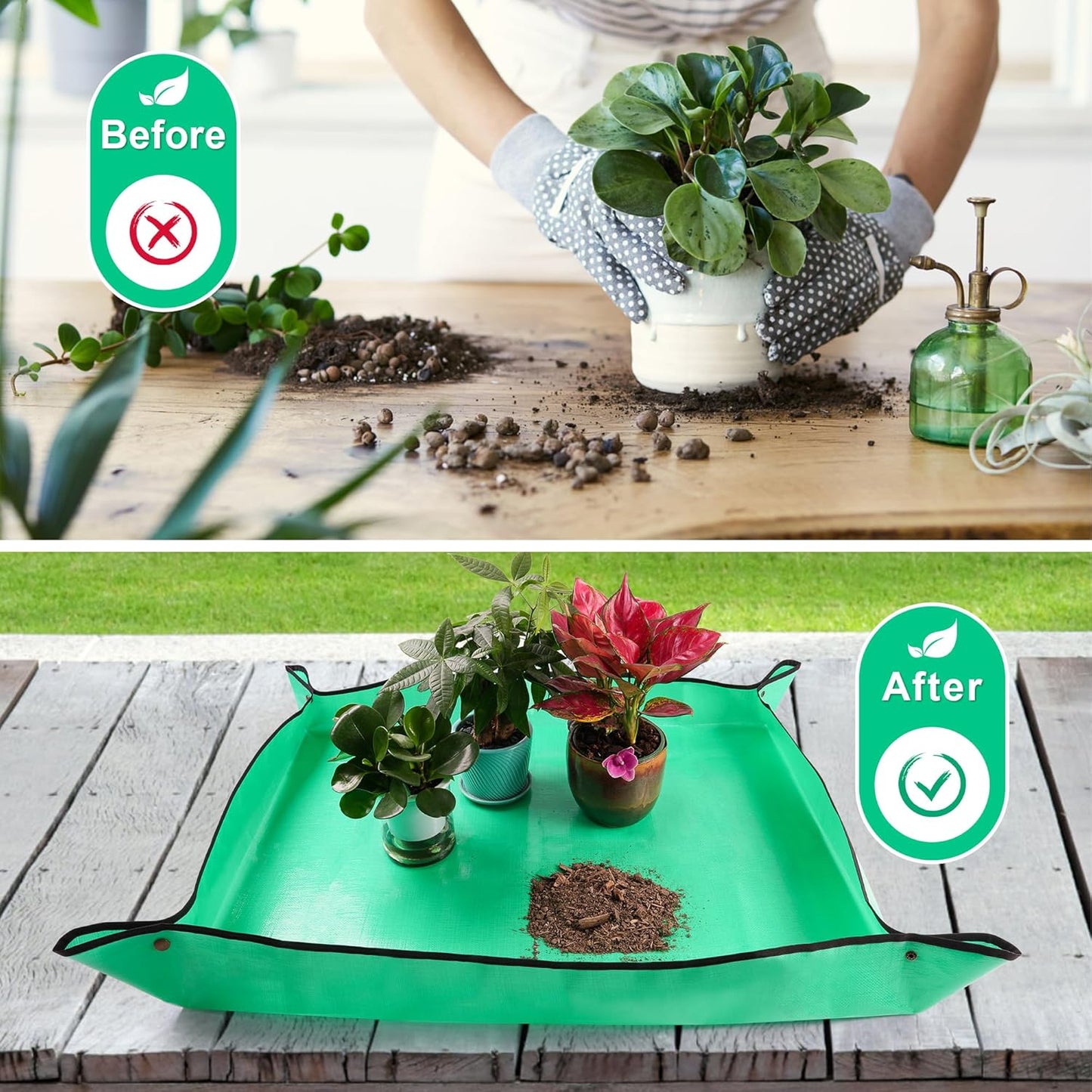 HOOSUN Repotting Mat for Indoor Plants,Portable Foldable Transplanting Potting Soil Tray,39.5"X31.5" Gardening Tray Potting Plant Soil Planting Change Mat Gardenings Supplies,Gardening Gifts for Women