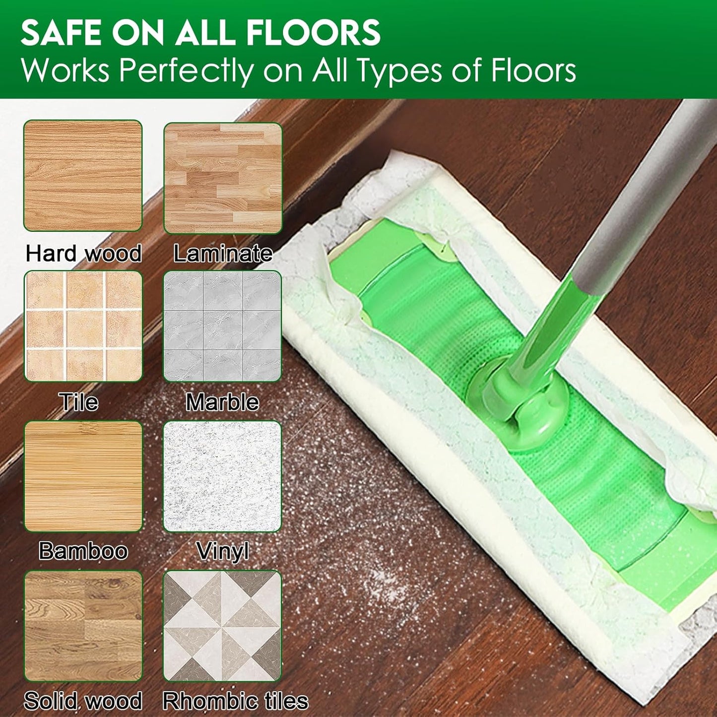 Dry Sweeping Cloths for Swiffer Sweeper Mop - 50 Count Disposable Dry Mop Refills Pad for Floor Mopping & Cleaning - Hardwood Floor Mop Cleaner Cloth Refill, Unscented (Mop is not Included)