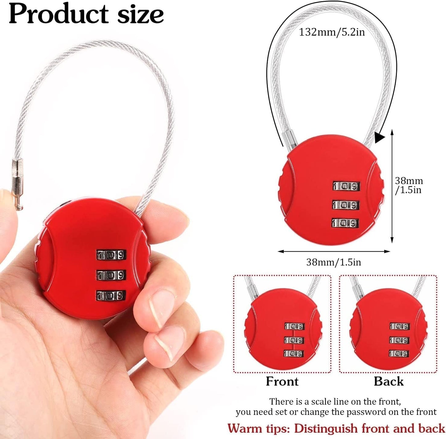 4 Pack Combination Padlock 3 Digit Luggage Lock Suitcase Lock, Outdoor Combination Lock Waterproof Small Lock for School, Gym Locker, Travel Bag (Multicolor)