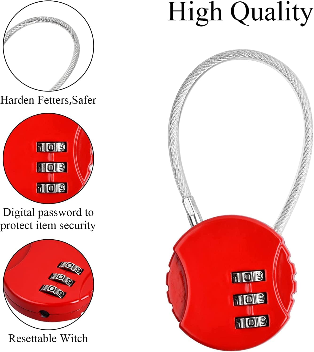 4 Pack Combination Padlock 3 Digit Luggage Lock Suitcase Lock, Outdoor Combination Lock Waterproof Small Lock for School, Gym Locker, Travel Bag (Multicolor)