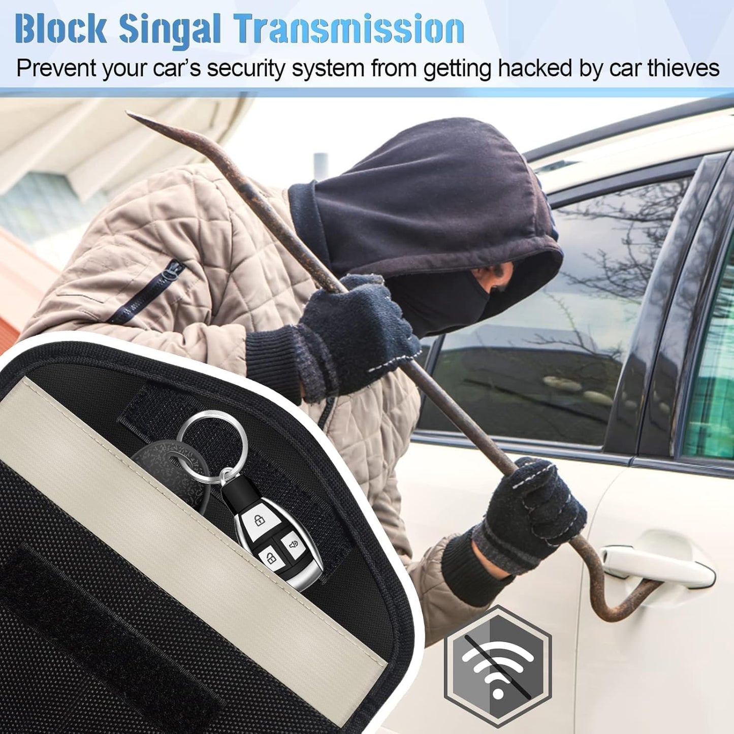 2 Pack Faraday Bag for Cell Phones and Car Key, Signal Blocker Pouch, Anti-Tracking, RFID Signal Blocking, Fire Retardant, Waterproof Faraday Pouch for Privacy, Anti-Hacking Case Blocker