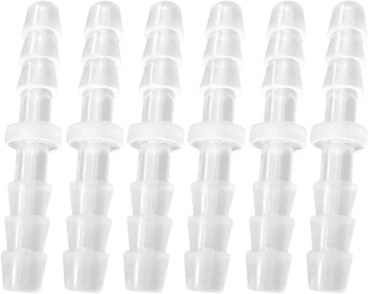 Plastic 3/16” hose ID Barb pipe connectors Joint Splicer Mender Adapter Union Boat Water Air Aquarium O2 Fuel (pack of 6)