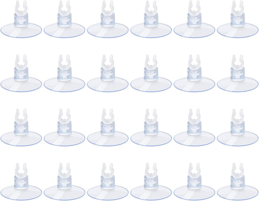 Aquarium Suction Cups, for Fish Tank Airline Tubing, with Clips 3/16" air Hose Holder, 24pcs (Clear)
