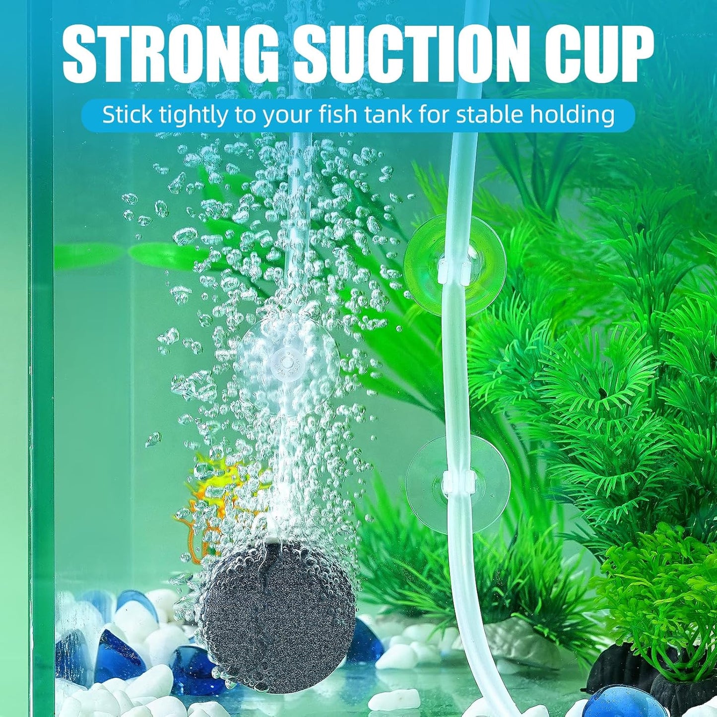 Aquarium Suction Cups, for Fish Tank Airline Tubing, with Clips 3/16" air Hose Holder, 24pcs (Clear)