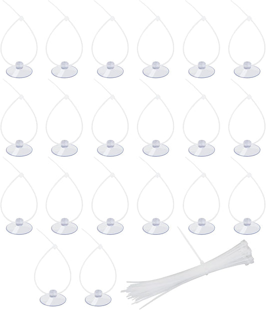 20 Pack Suction Cups with 40 Zip Ties for Aquarium Fish Tank Decoration Moss Shrimp Nest