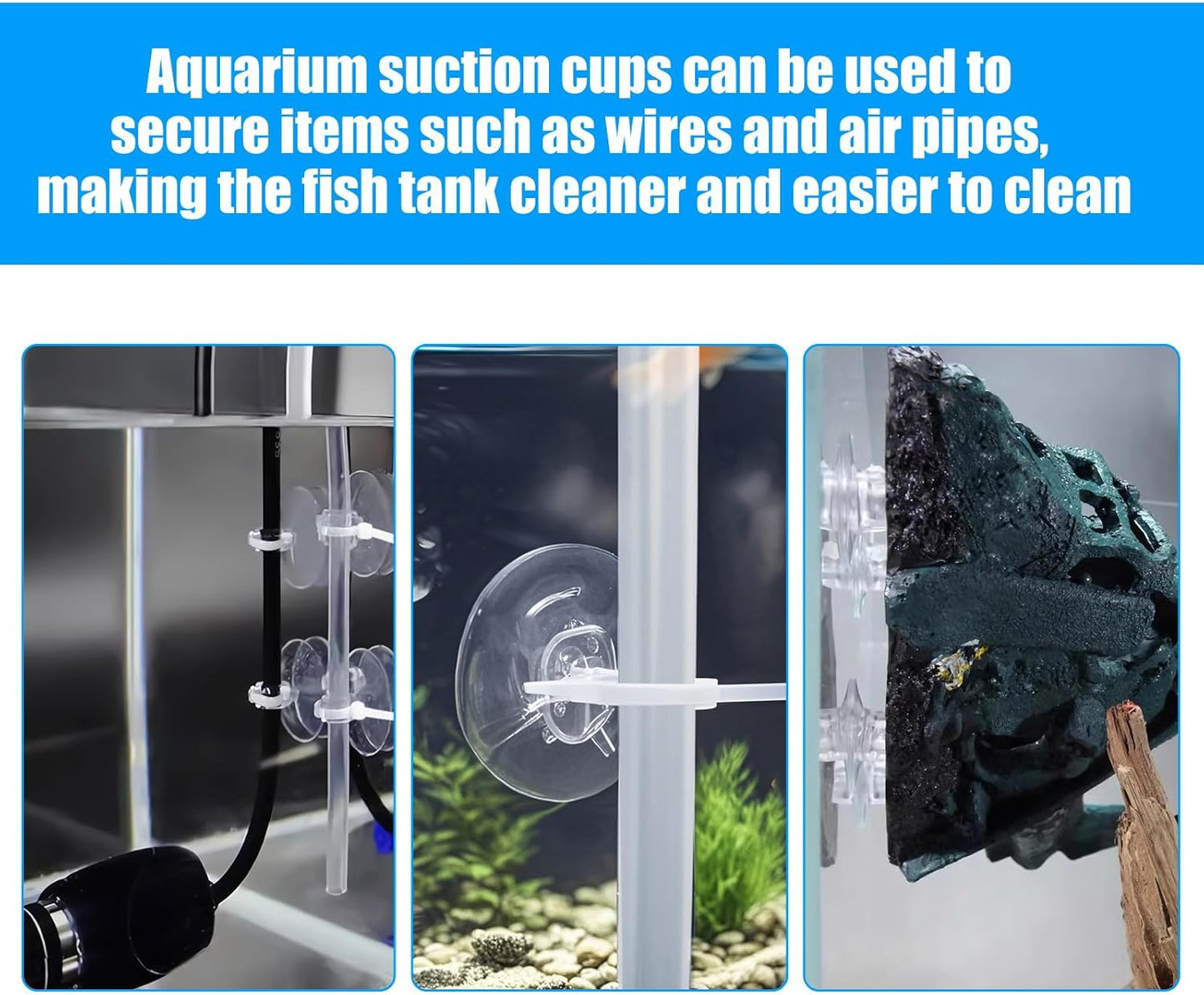 20 Pack Suction Cups with 40 Zip Ties for Aquarium Fish Tank Decoration Moss Shrimp Nest