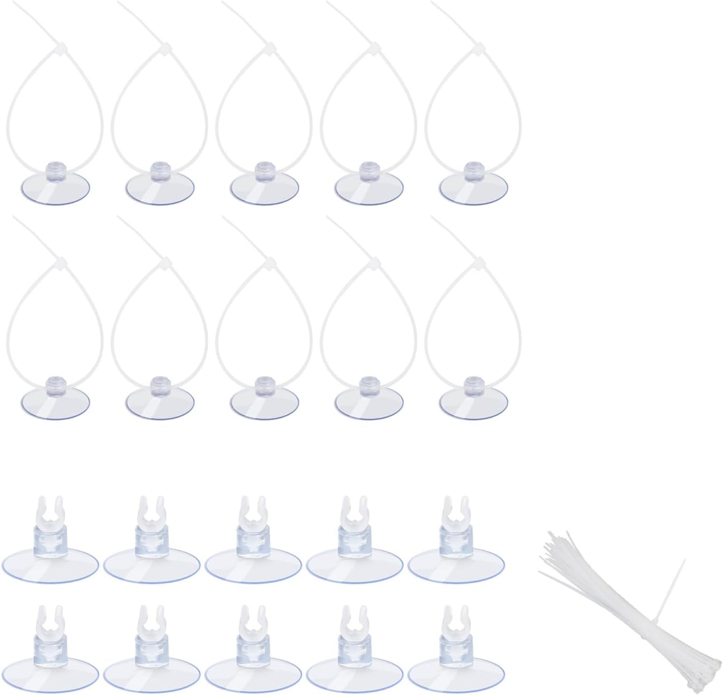20 Pack Aquarium Suction Cups with Clips 3/16" air Hose and Adjtable Zip Ties for Aquarium Fish Tank Decoration Moss Shrimp Nest
