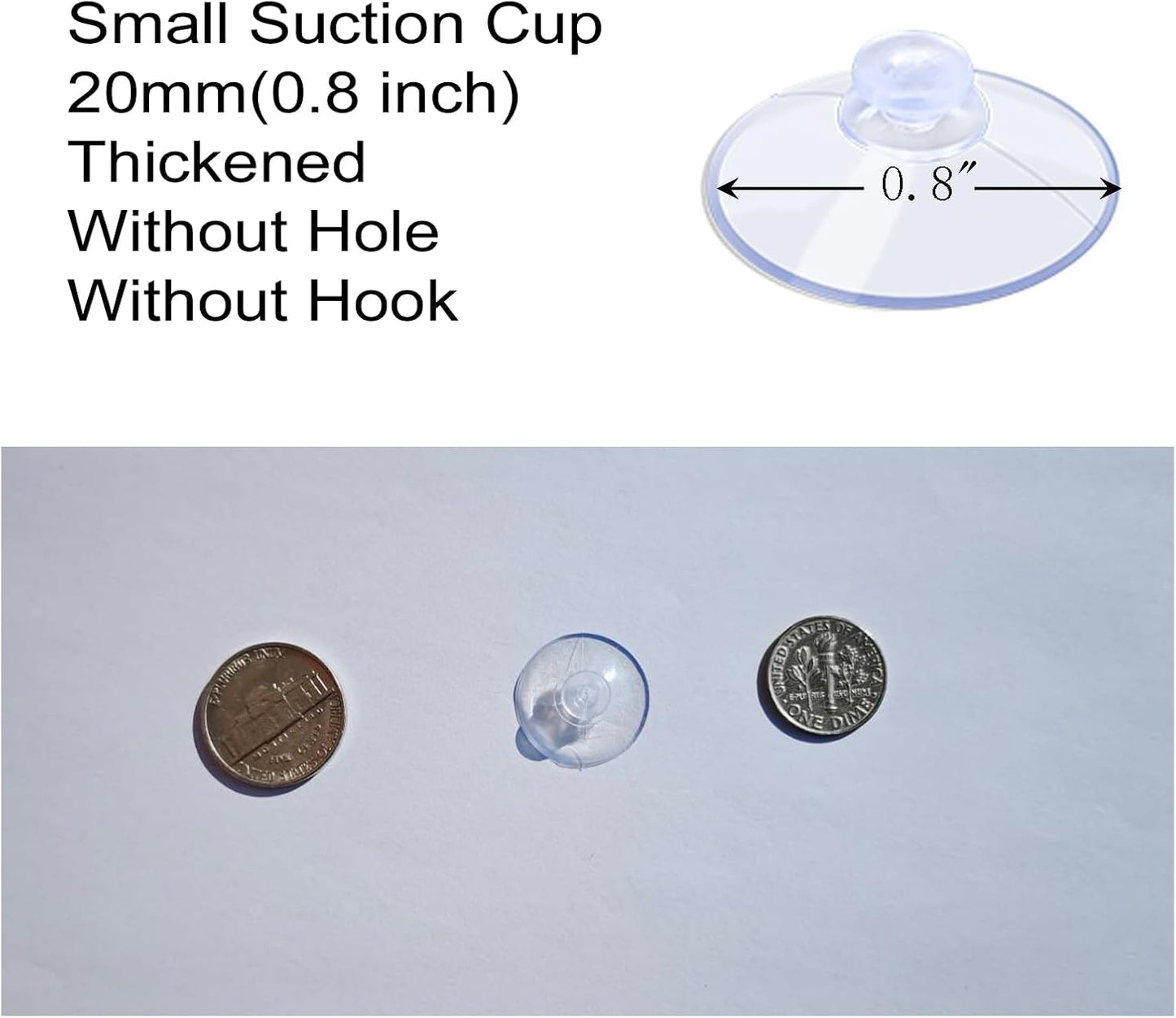 20 Packs Suction Cups 0.8 Inch Clear Sucker Pads Without Hook for Glass Home Organization Decoration
