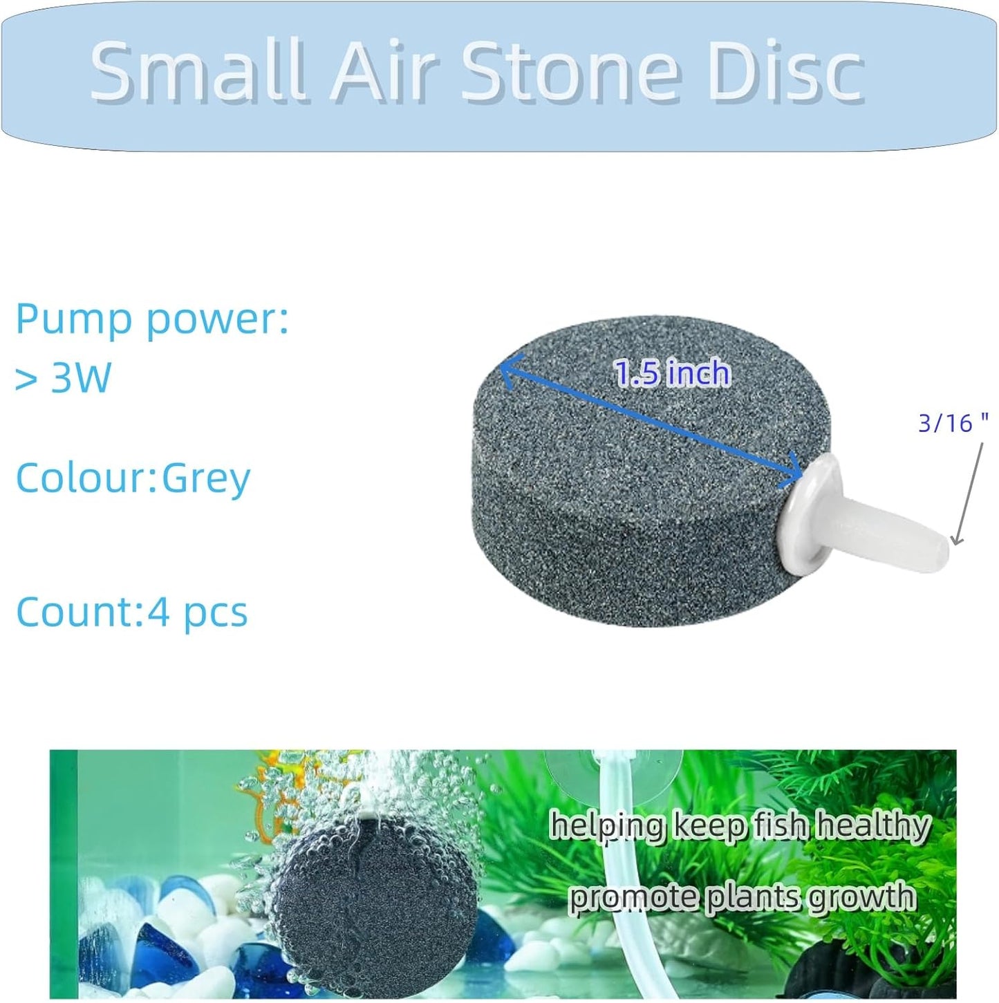 Air Stone Disc, 4 Packs, Aerator Bubble Differ, Air Pump Accessories for Hydroponics, Aquarium Fish Tank, Ponds, DWC Reservoirs and Circulation System (1.5 inch)