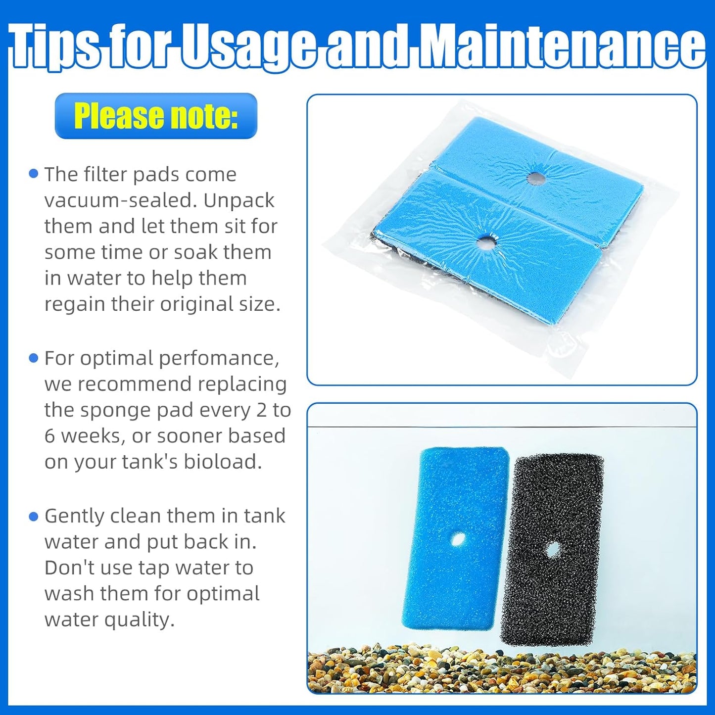 Replacement Pond Filter Pads Compatible with TotalPond 52231 and 52229 Pond Filter Box Sponge Filter Media Pad for Outdoor Koi Fish (2pcs)