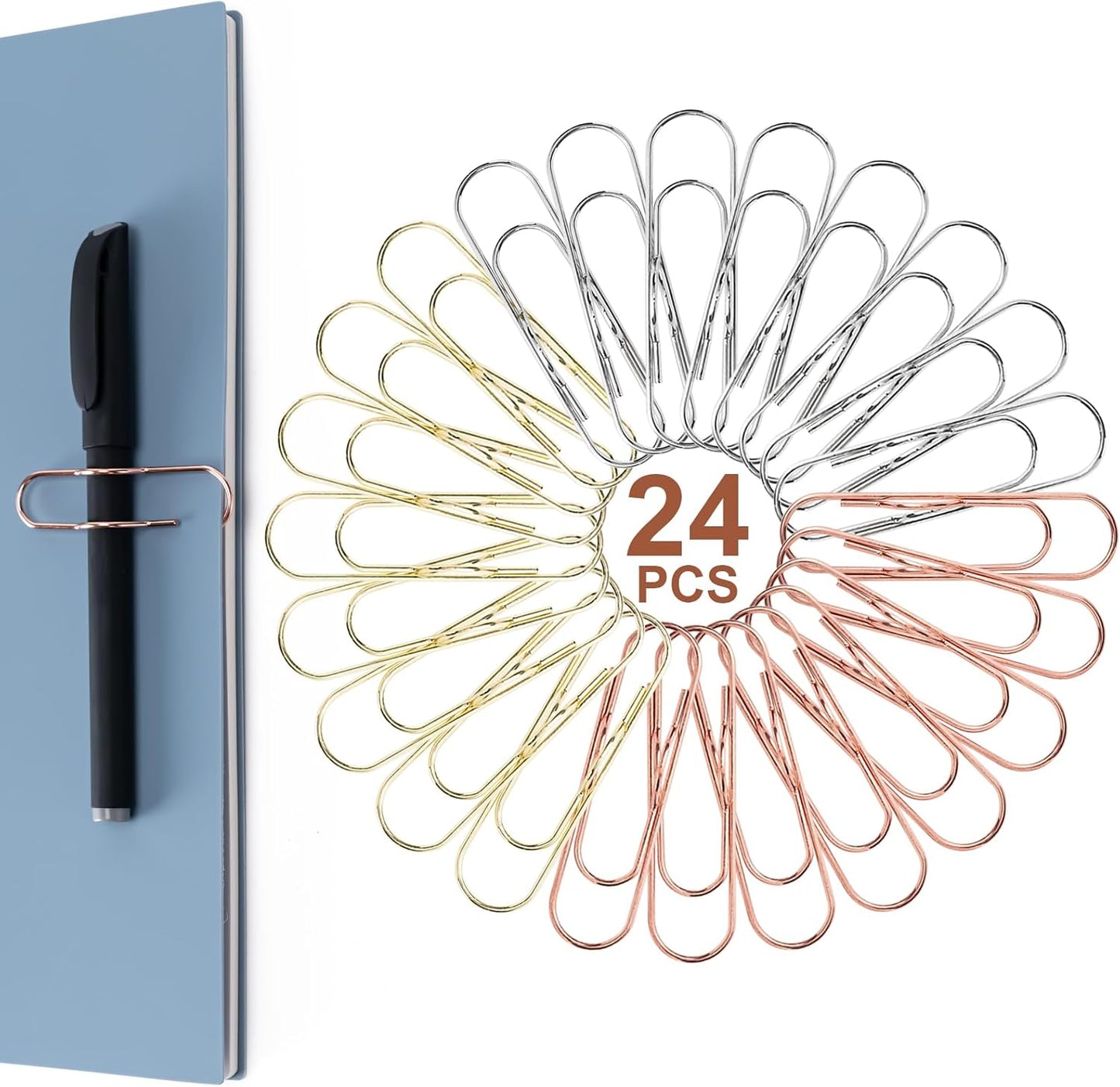 24 Pack Pen Holder for Notebook, Multi-Purpose Metal Paper Clip Pencil Holder, Easy to e for Office,School,Bank,Classroom Mt Haves,Teacher Supplies Accessories,Desk Organizer,Small Gift