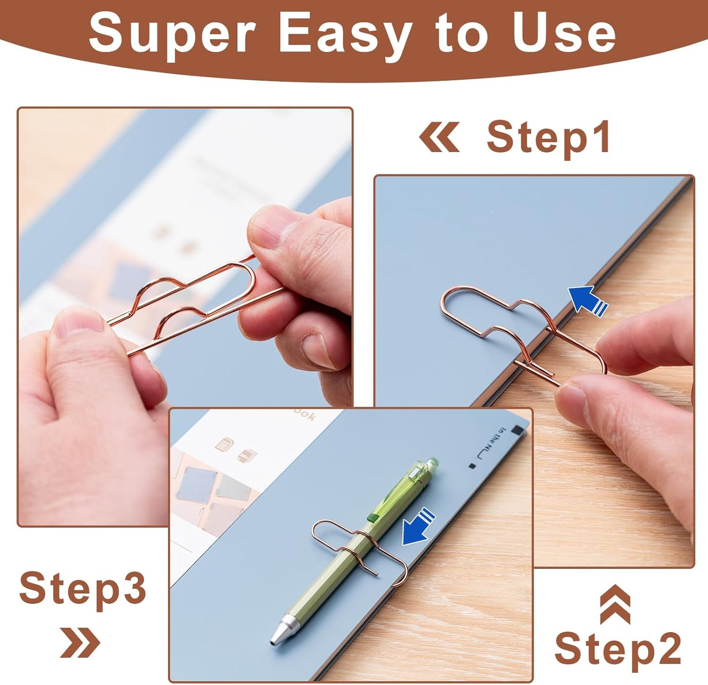 24 Pack Pen Holder for Notebook, Multi-Purpose Metal Paper Clip Pencil Holder, Easy to e for Office,School,Bank,Classroom Mt Haves,Teacher Supplies Accessories,Desk Organizer,Small Gift