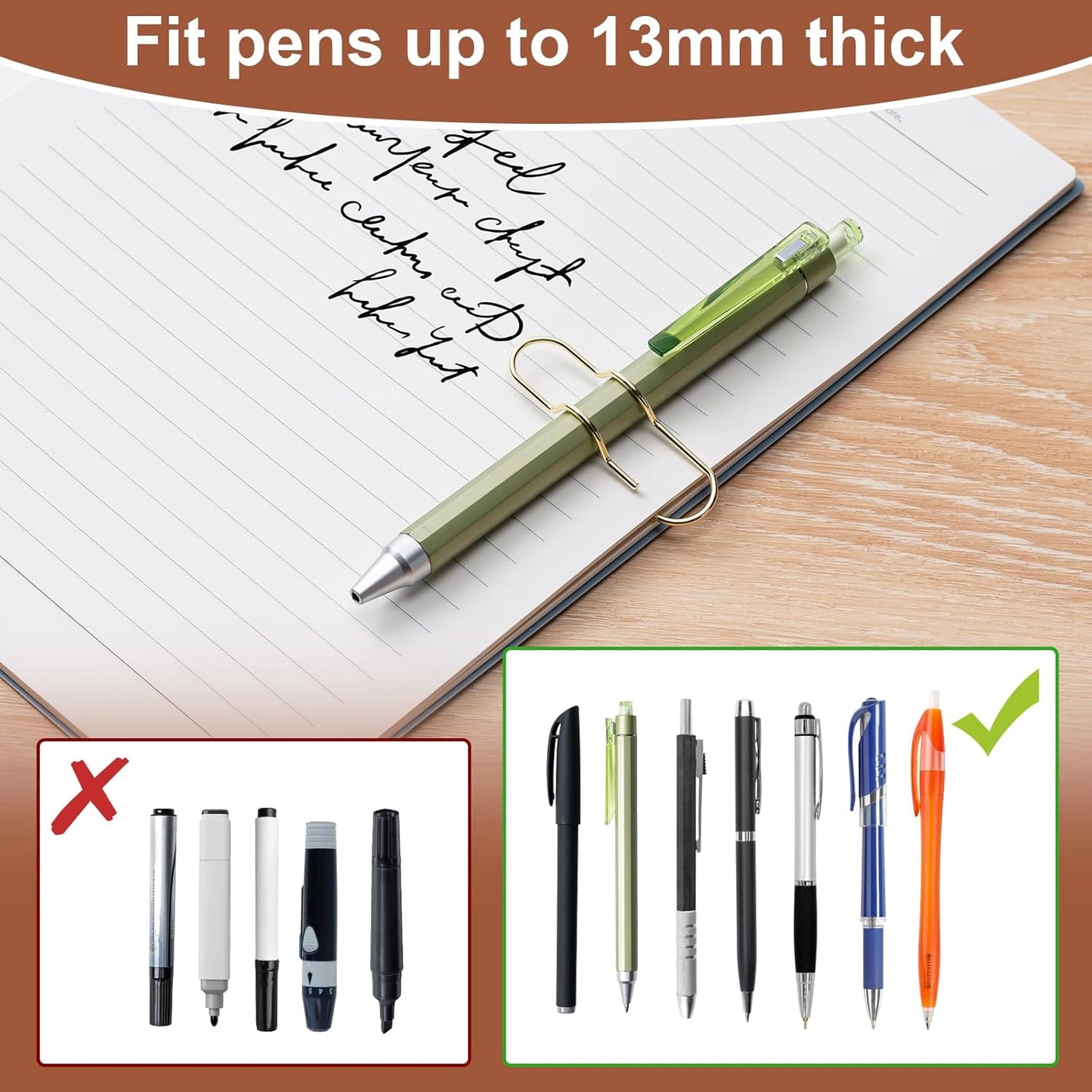 24 Pack Pen Holder for Notebook, Multi-Purpose Metal Paper Clip Pencil Holder, Easy to e for Office,School,Bank,Classroom Mt Haves,Teacher Supplies Accessories,Desk Organizer,Small Gift