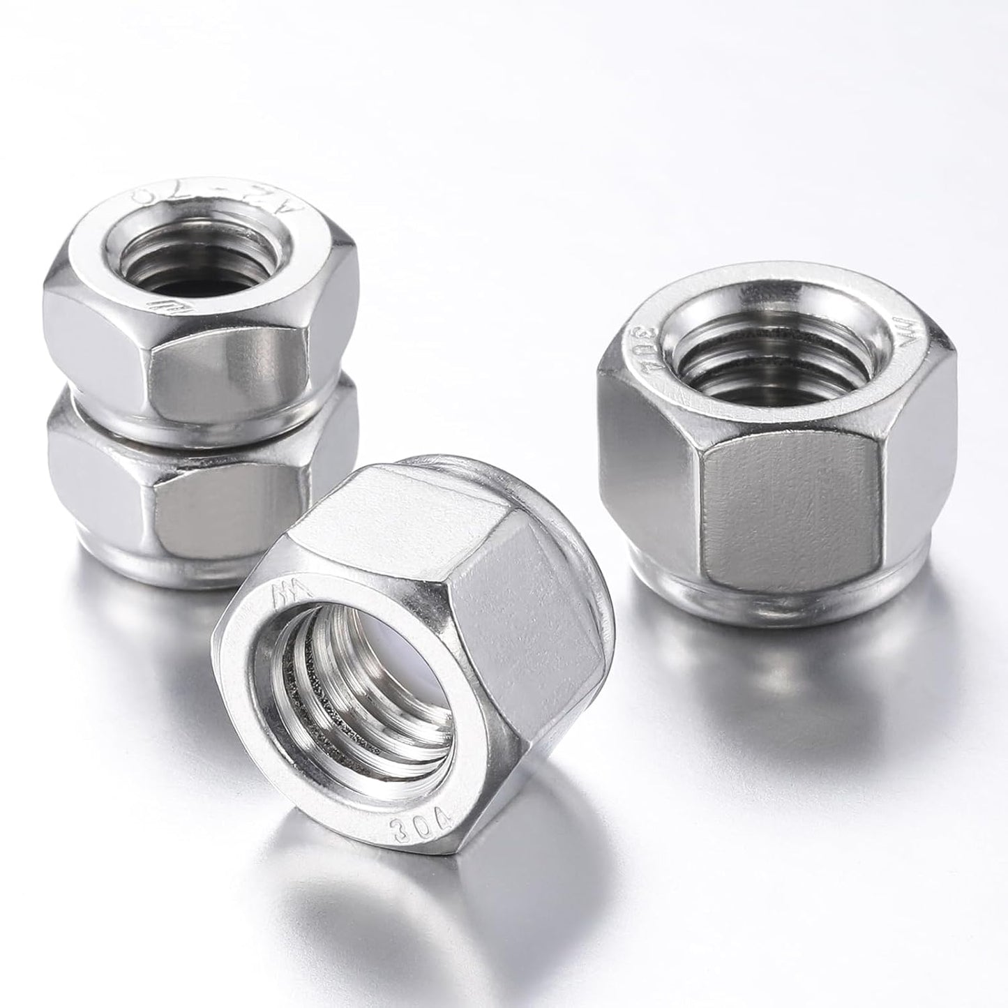(50pcs) M8 Self Clinching Nuts 304 Stainless Steel Self-Lock Nylon Inserted Hex Lock Nuts