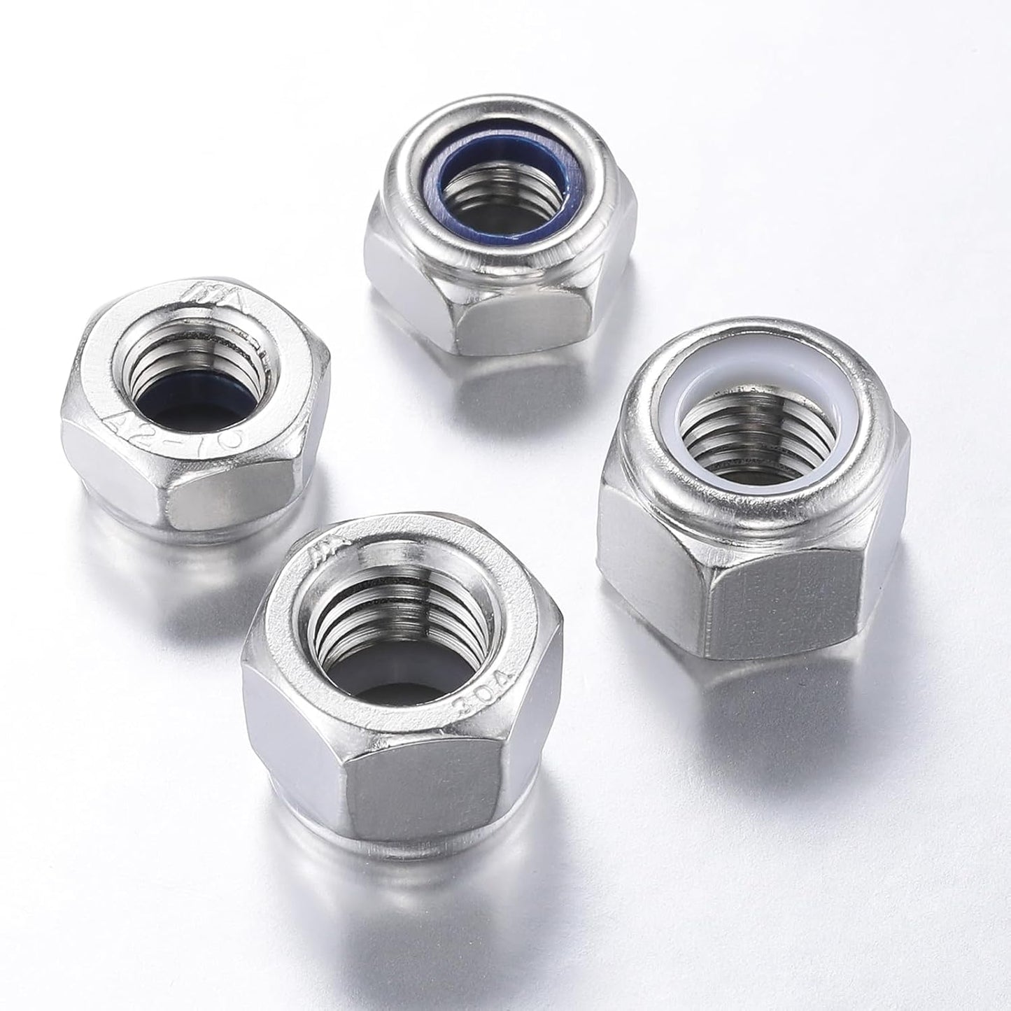(50pcs) M8 Self Clinching Nuts 304 Stainless Steel Self-Lock Nylon Inserted Hex Lock Nuts