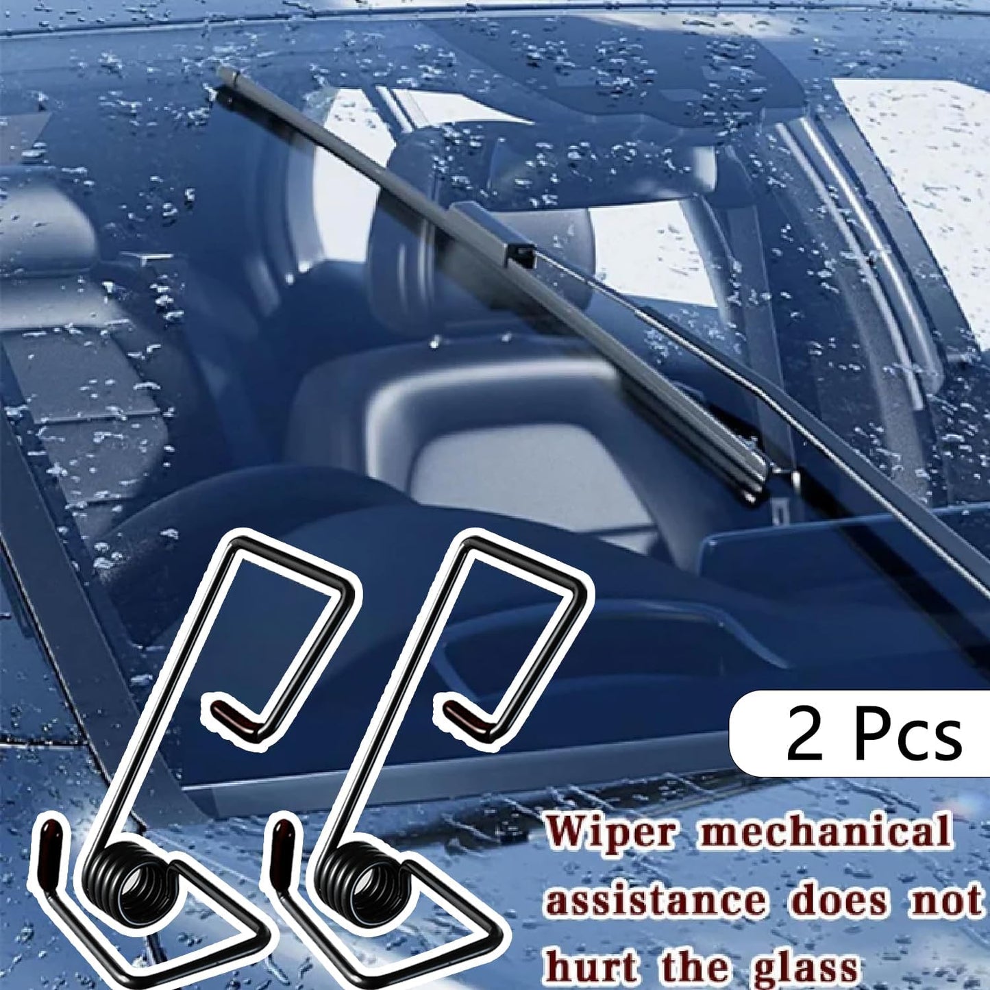 2Pcs Windshield Wiper Arm Pressure Spring Booster, Wiper Arm Pressure Spring Set, Enhance Wiper Performance, Easy Install, Improved Visibility in Rain/Snow - Suitable for All Vehicles