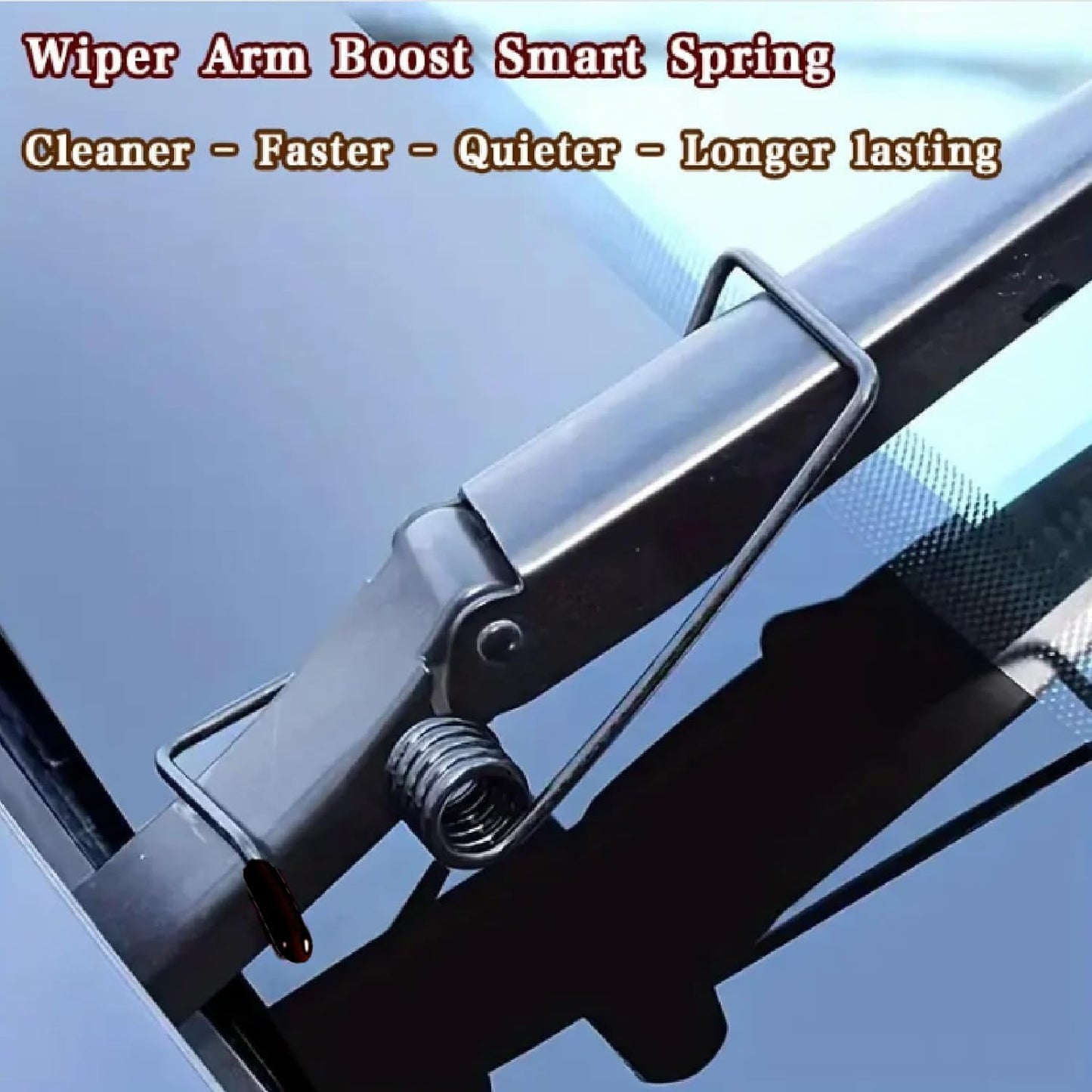 2Pcs Windshield Wiper Arm Pressure Spring Booster, Wiper Arm Pressure Spring Set, Enhance Wiper Performance, Easy Install, Improved Visibility in Rain/Snow - Suitable for All Vehicles
