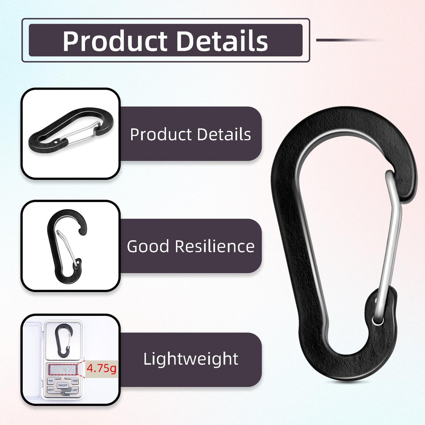 6pcs Aluminum Small Carabiner Clip, 2 Inch Carabiner Keychain Clasp Spring D Ring for Hanging Home KeyRings Hook Paracord Lanyard Keychain Pet Collar Hiking Camping Fishing Accessories (Assorted)