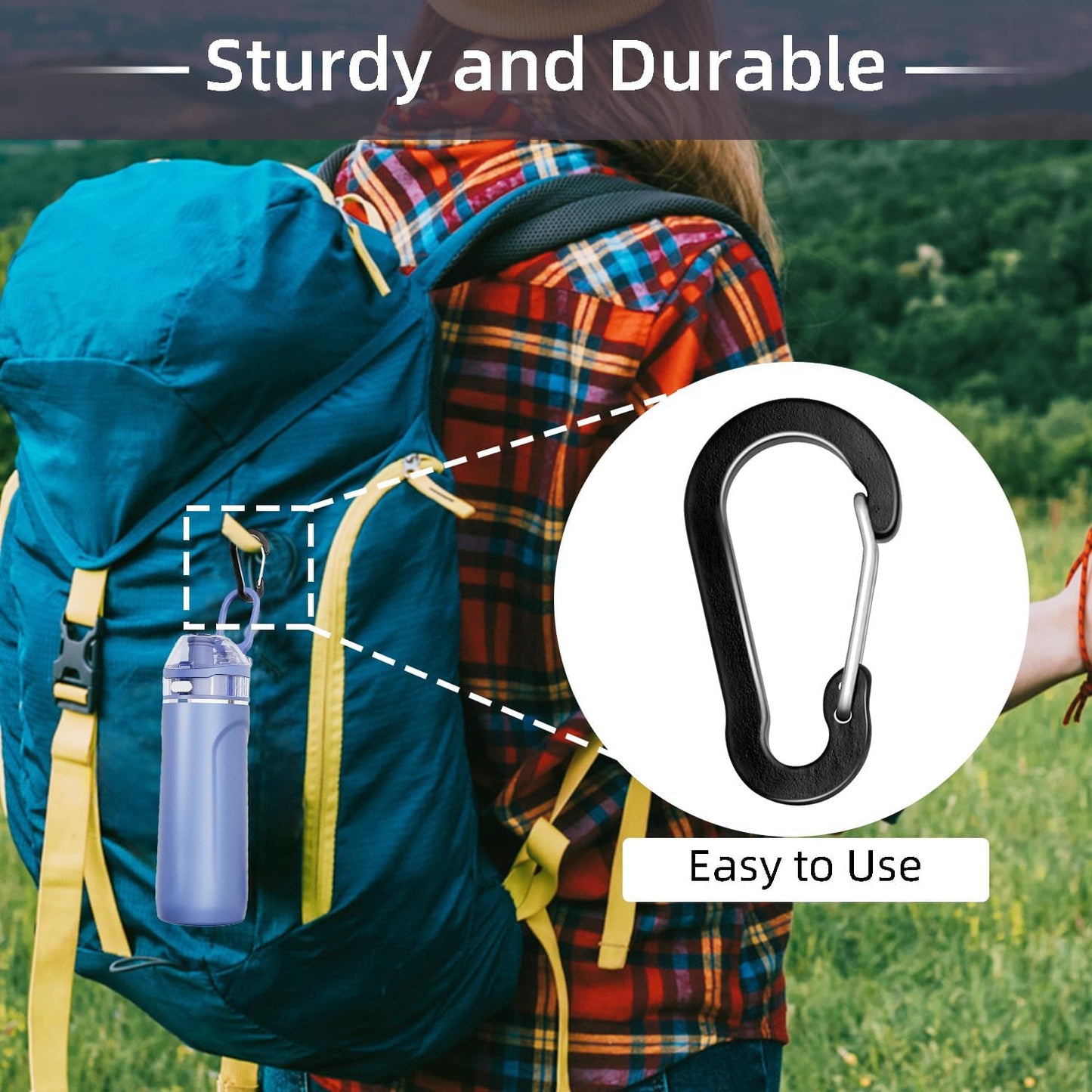 6pcs Aluminum Small Carabiner Clip, 2 Inch Carabiner Keychain Clasp Spring D Ring for Hanging Home KeyRings Hook Paracord Lanyard Keychain Pet Collar Hiking Camping Fishing Accessories (Assorted)
