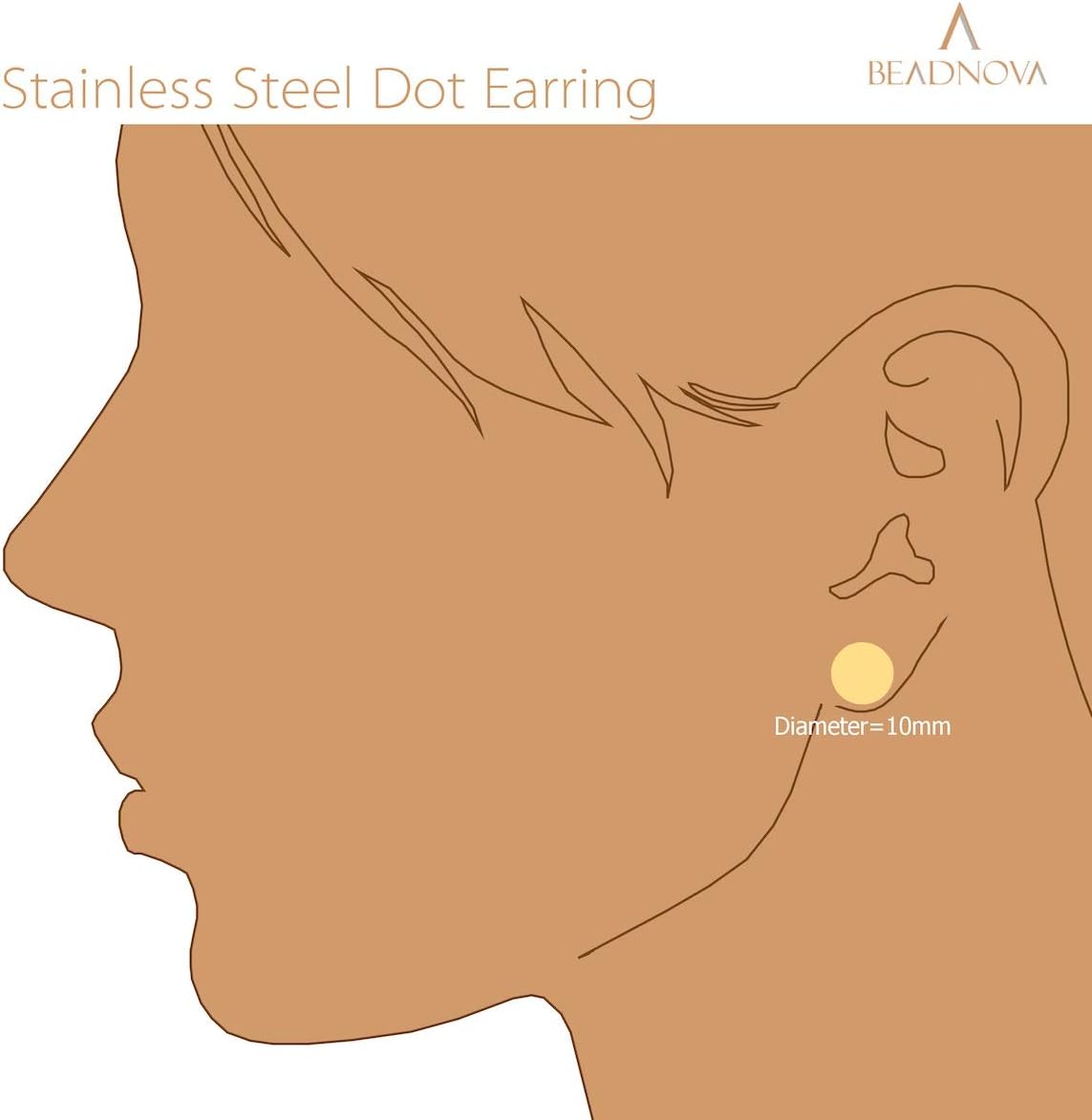 Stud Earrings Flat Post Earrings Circle Piercing Disc Stainless Dot Earrings for Women (2-10mm, Gold, 1-3 Pairs)