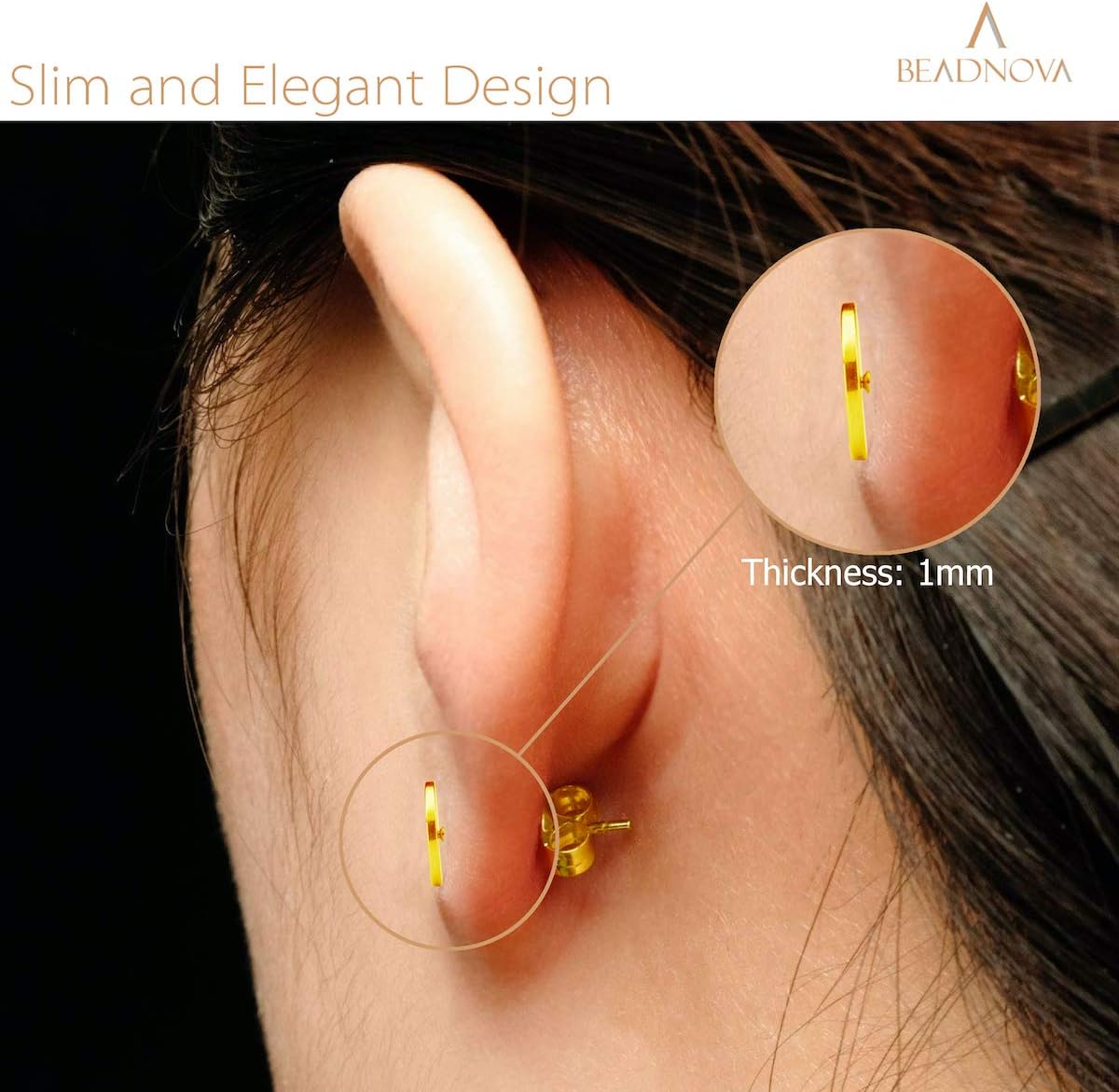 Stud Earrings Flat Post Earrings Circle Piercing Disc Stainless Dot Earrings for Women (2-10mm, Gold, 1-3 Pairs)