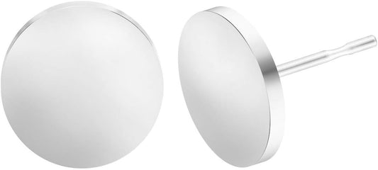 Stud Earrings Flat Circle Piercing Dot Earrings Stainless Disc Post Earrings for Women (2-10mm, Silver, 1-3 pairs)