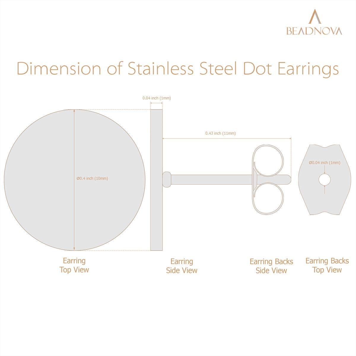 Stud Earrings Flat Circle Piercing Dot Earrings Stainless Disc Post Earrings for Women (2-10mm, Silver, 1-3 pairs)