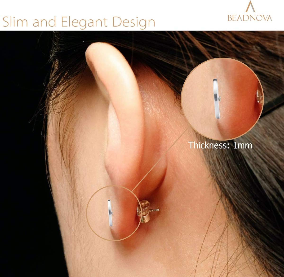 Stud Earrings Flat Circle Piercing Dot Earrings Stainless Disc Post Earrings for Women (2-10mm, Silver, 1-3 pairs)