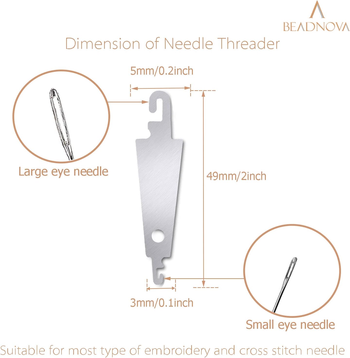 Needle Threaders 20pcs Stainless Steel Sewing Needle Threader for Hand Sewing Large Eye Cross Stitch Embroidery Craft Knitting Quilting