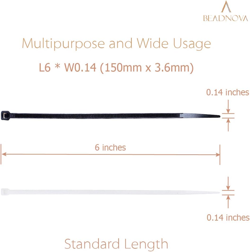 Cable Ties 100 Pcs Wraps Zip Ties Heavy Duty for Multi-Purpose(6 Inch, Black and White, 50pcs for Each)