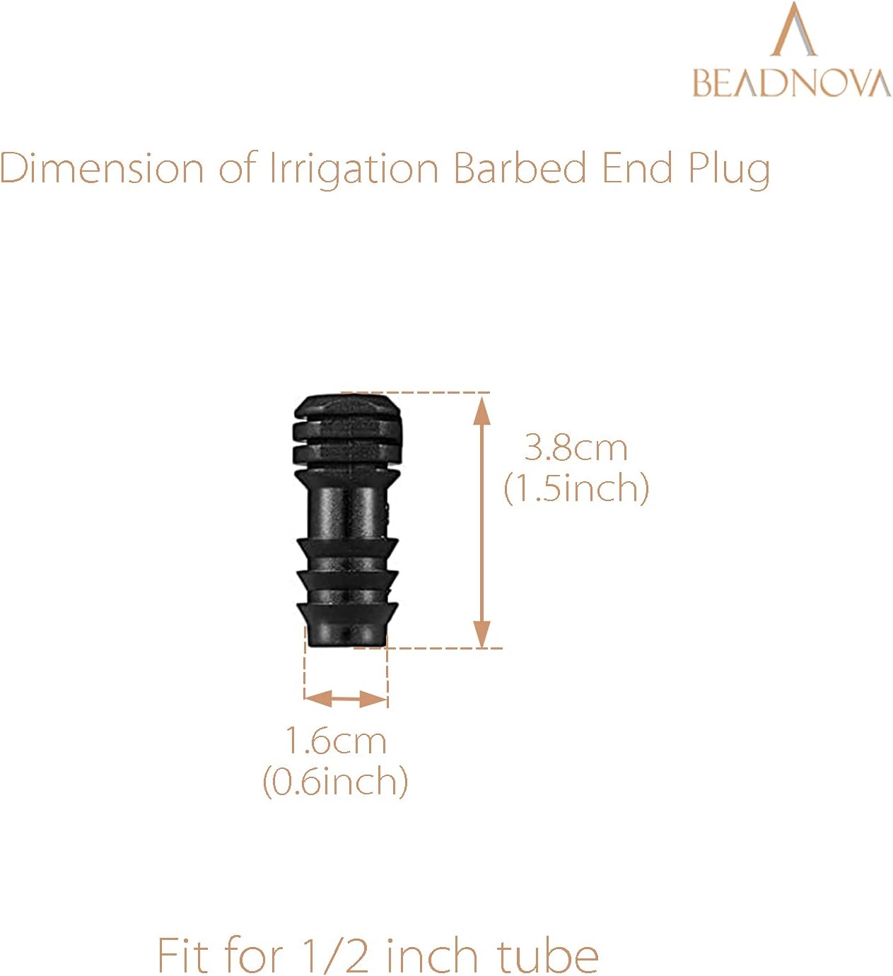 Drip Irrigation Parts 10 Pcs 1/2 Inch Barbed End Plugs Goof Plugs Fittings Drip Line Connectors for 1/2 Inch Irrigation Tubing Garden Watering System (10pcs)