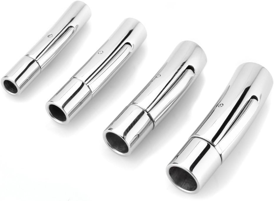 Cord Ends for Jewelry Making Leather End Caps Steel Clasp for Necklace Bracelet (2pcs / Pack, 3mm Round Cord)