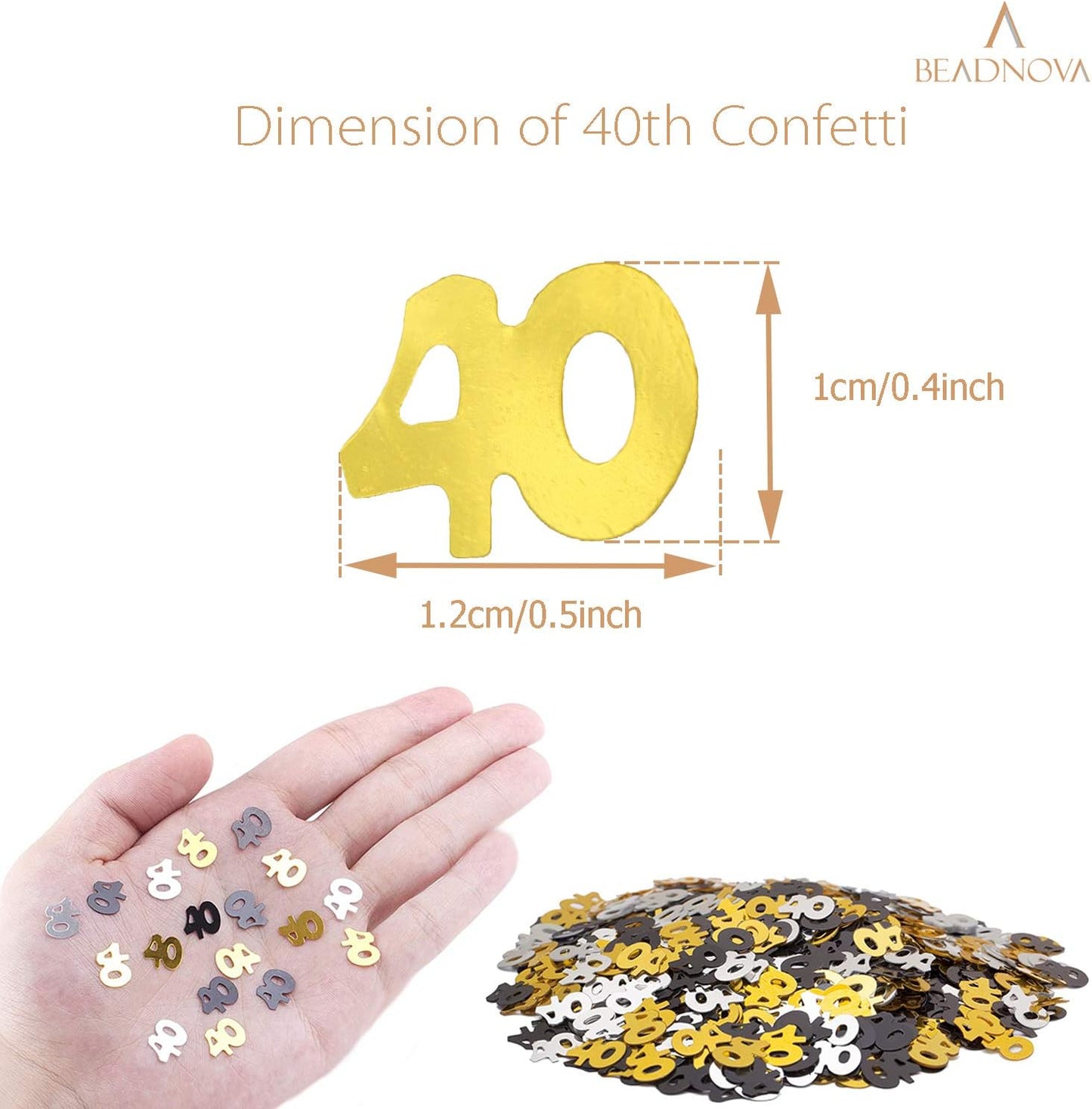 40th Birthday Confetti Forty Years Old 40 Anniversary Number Confetti for Birthday Party Decor Wedding Table Decoration (1oz, Gold Silver Black Mix)