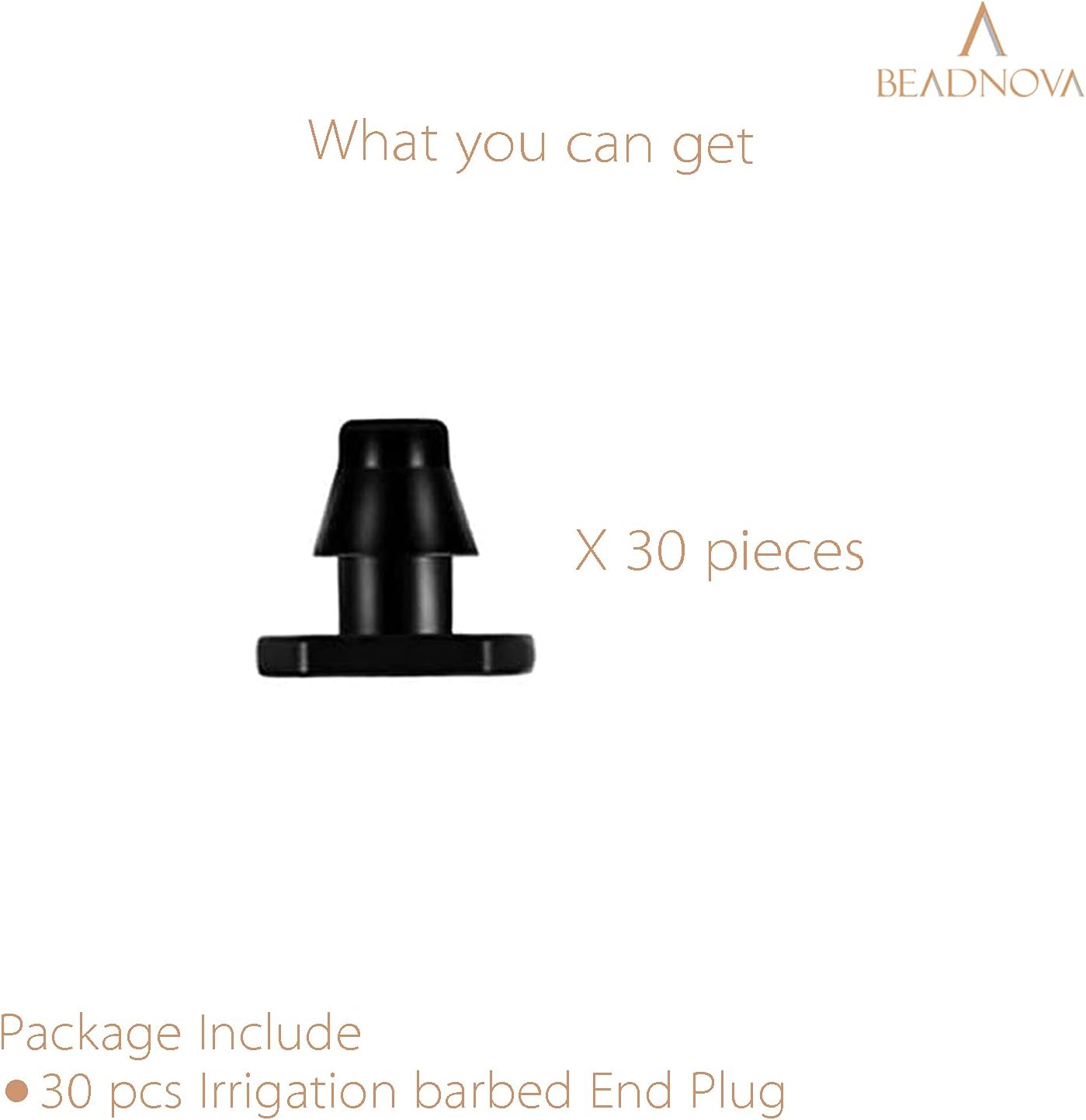 Drip Irrigation Connectors 30 Pcs 1/4 Inch Barbed Drip Line Plugs End Plugs Irrigation Connectors for 1/4 Inch Tubing Water Tubing Gardening Supplies (30pcs)