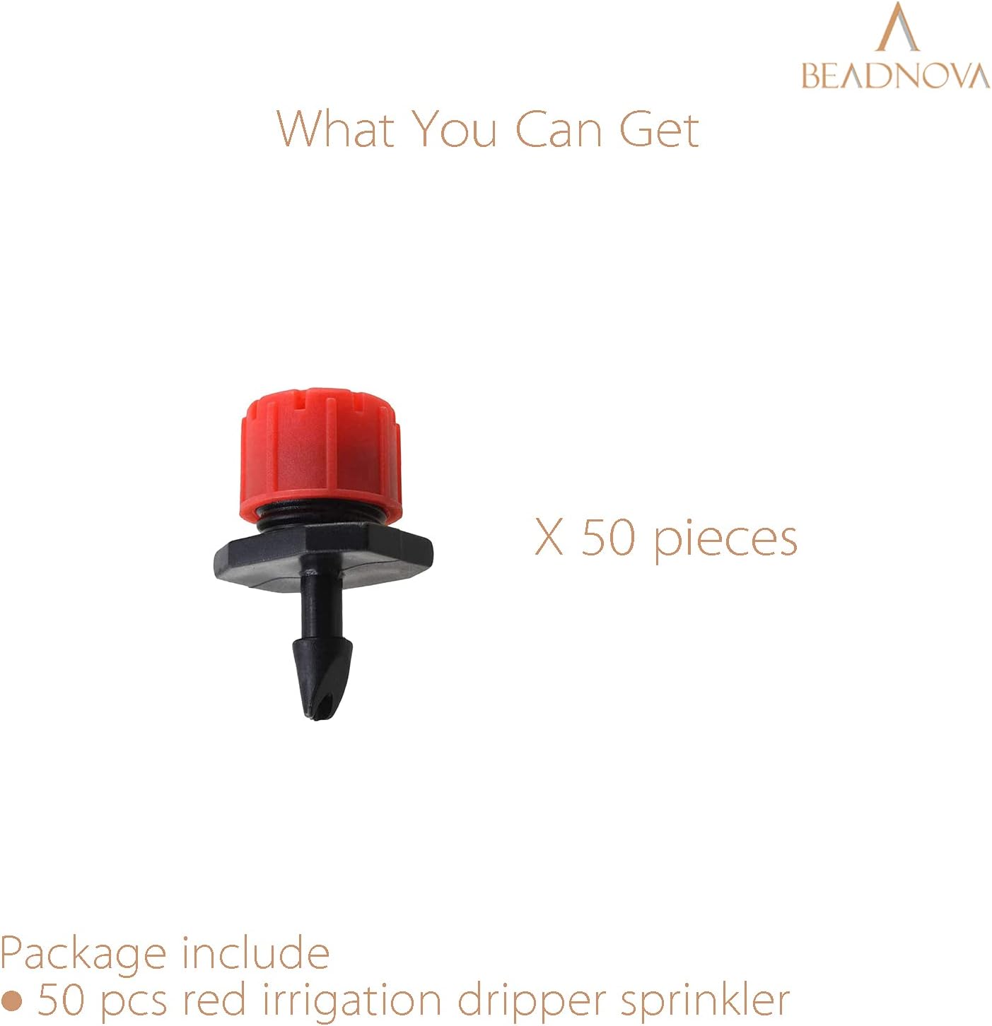 Drip Irrigation Emitters 50 Pcs Irrigation Drippers 360 Degree System Emitters Sprinklers Drippers for Drip 1/4 Inch Tube Gardening (Red)