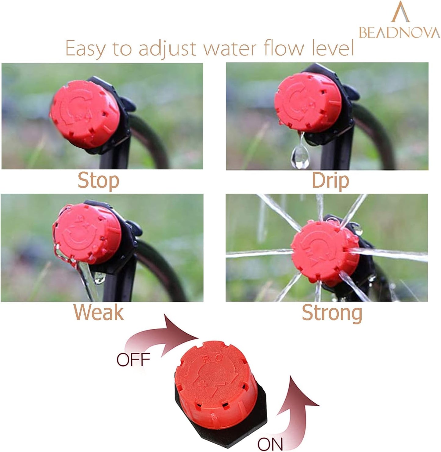 Drip Irrigation Emitters 50 Pcs Irrigation Drippers 360 Degree System Emitters Sprinklers Drippers for Drip 1/4 Inch Tube Gardening (Red)