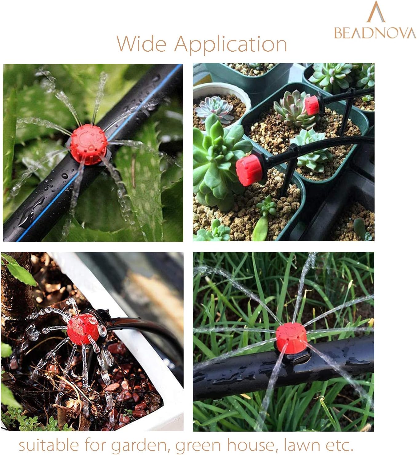 Drip Irrigation Emitters 50 Pcs Irrigation Drippers 360 Degree System Emitters Sprinklers Drippers for Drip 1/4 Inch Tube Gardening (Red)