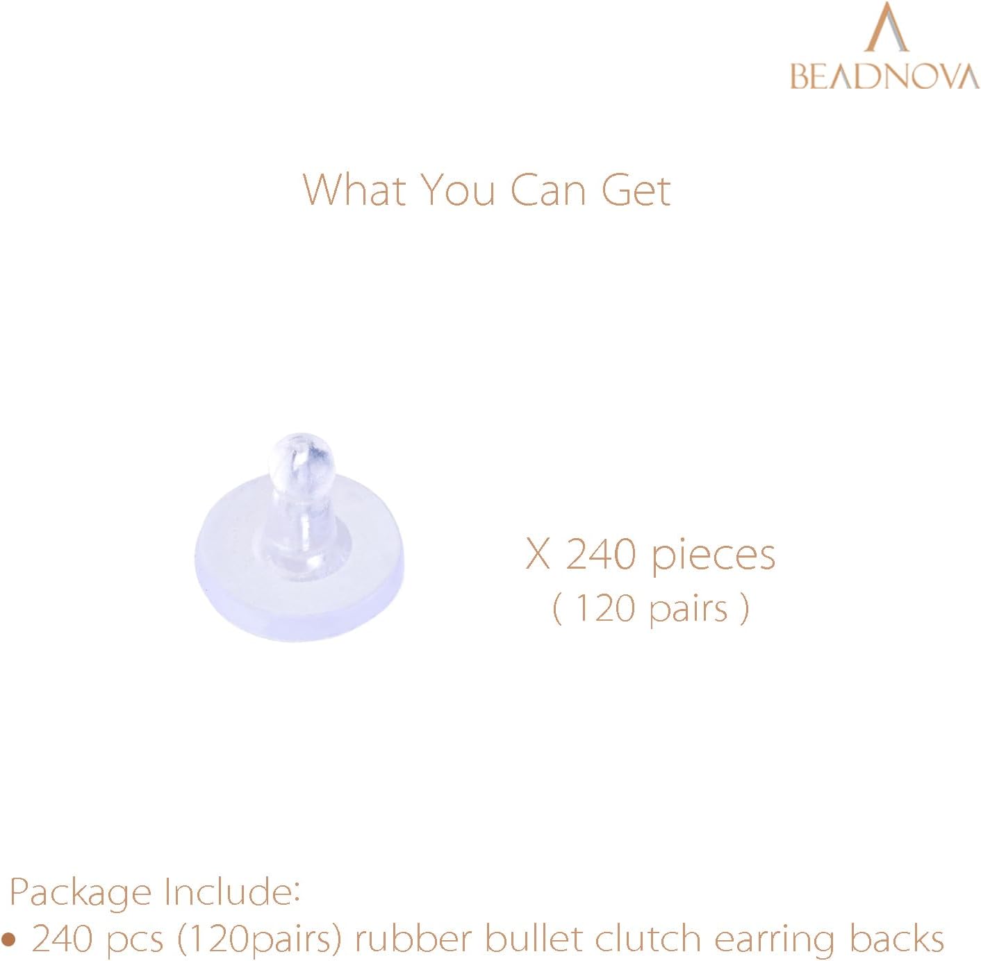 Earring Backs for Studs 240pcs Earring Backings Stoppers Pierced Ear Backings Clear Rubber Bullet Clutch Plastic Locking Ear Backs for Posts